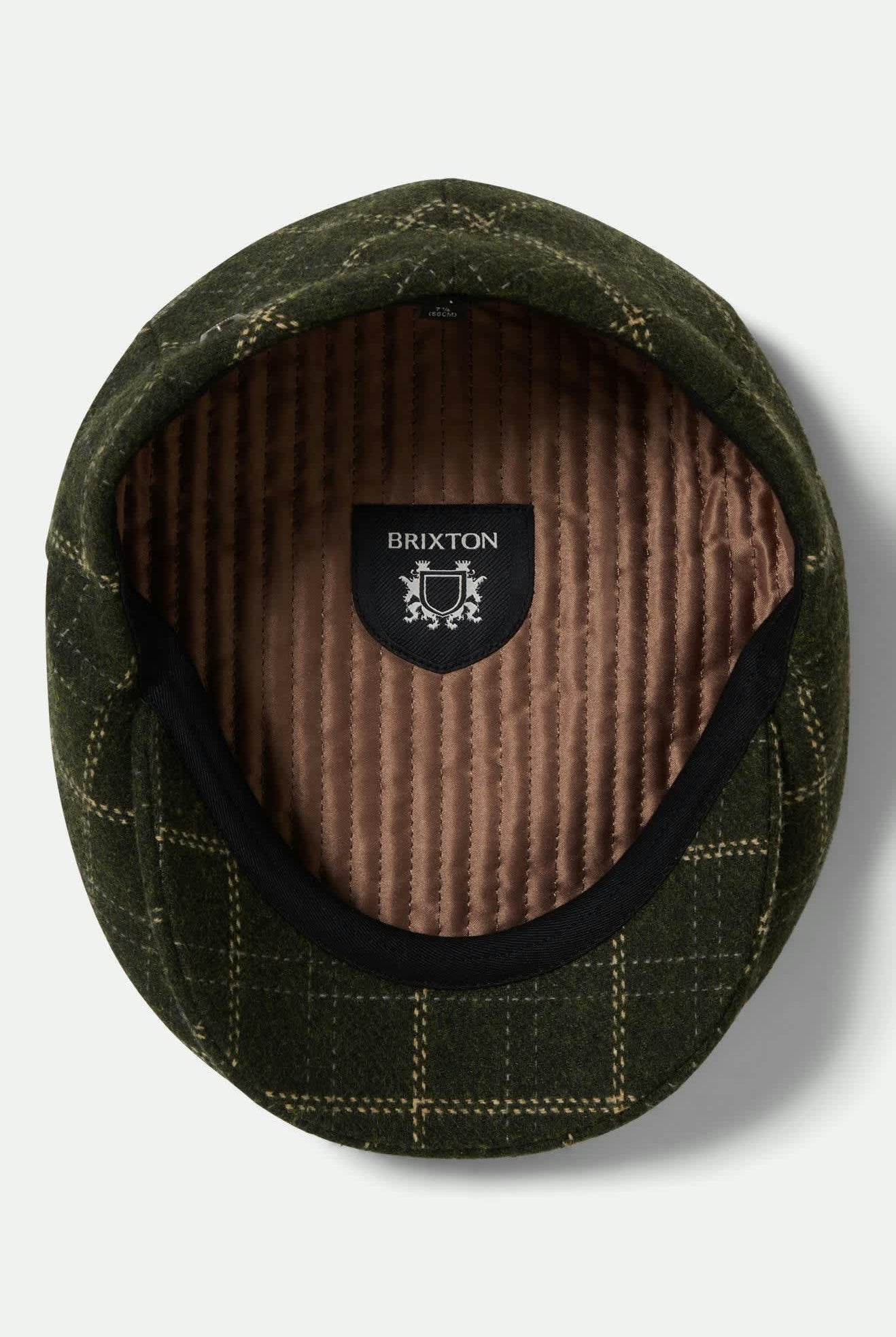 Unisex Barrel Flat Cap in the color Moss/Sand - Additional Laydown image