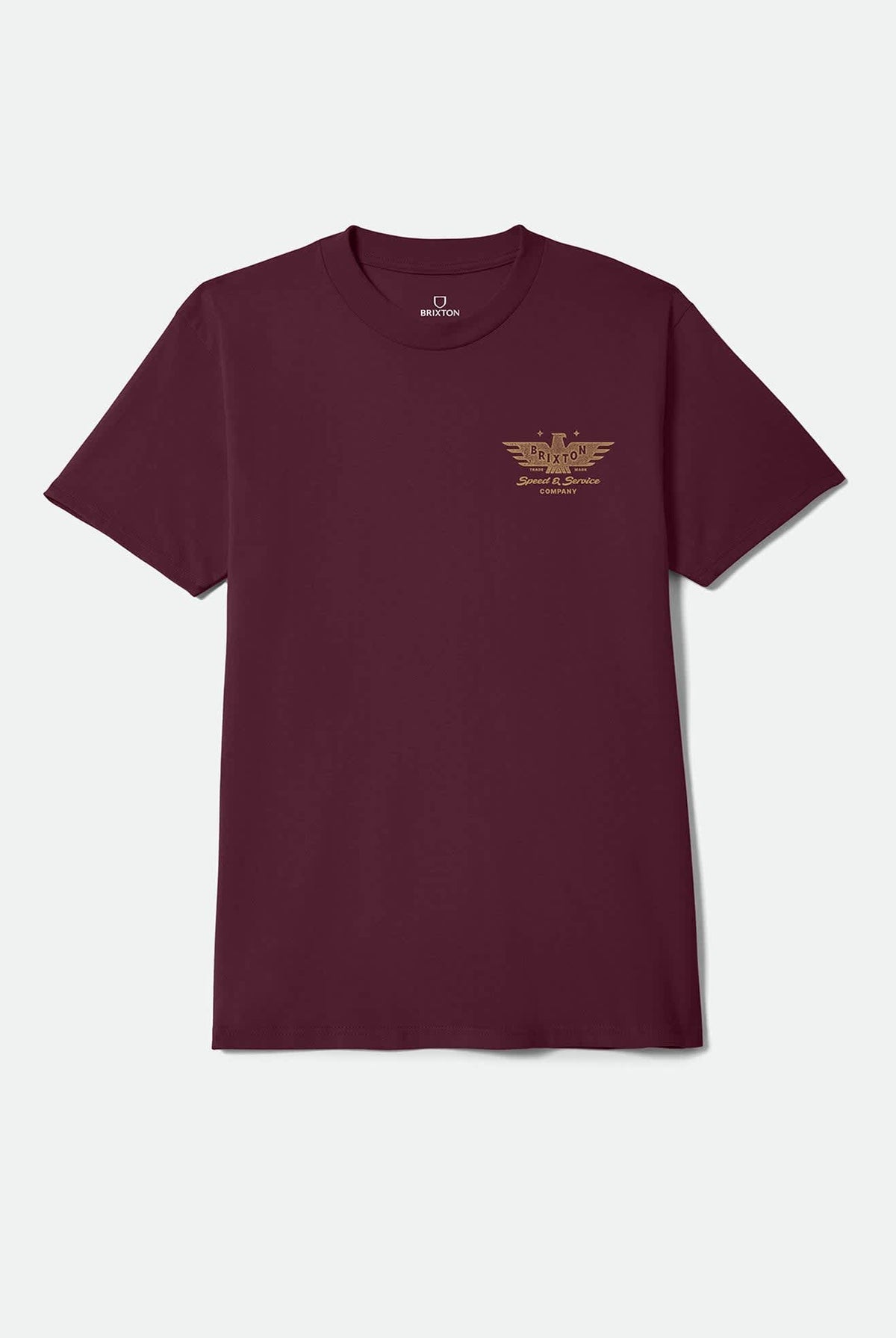 Men's Ewing Standard T-Shirt in the color Burgundy - Front Product Laydown Image