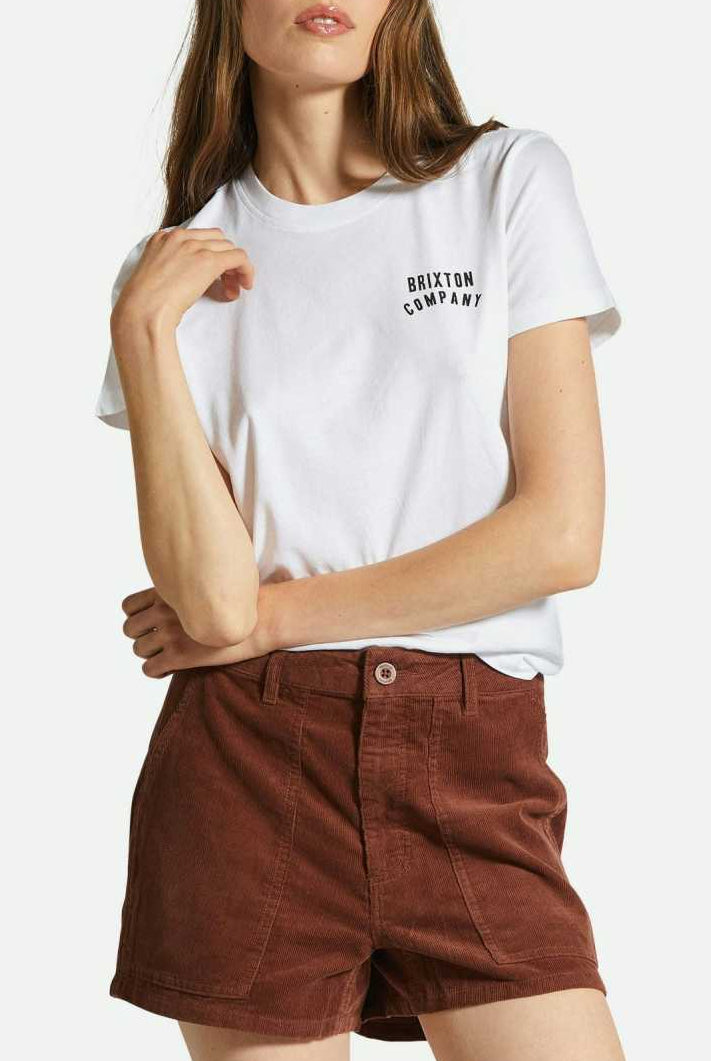 Women's Fit, Front View | Woodburn Women's Fitted Crew T-Shirt - White