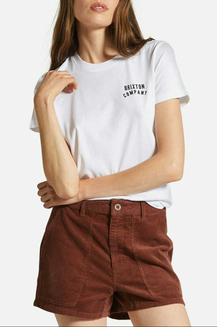 Women's Fit, Front View | Woodburn Women's Fitted Crew T-Shirt - White