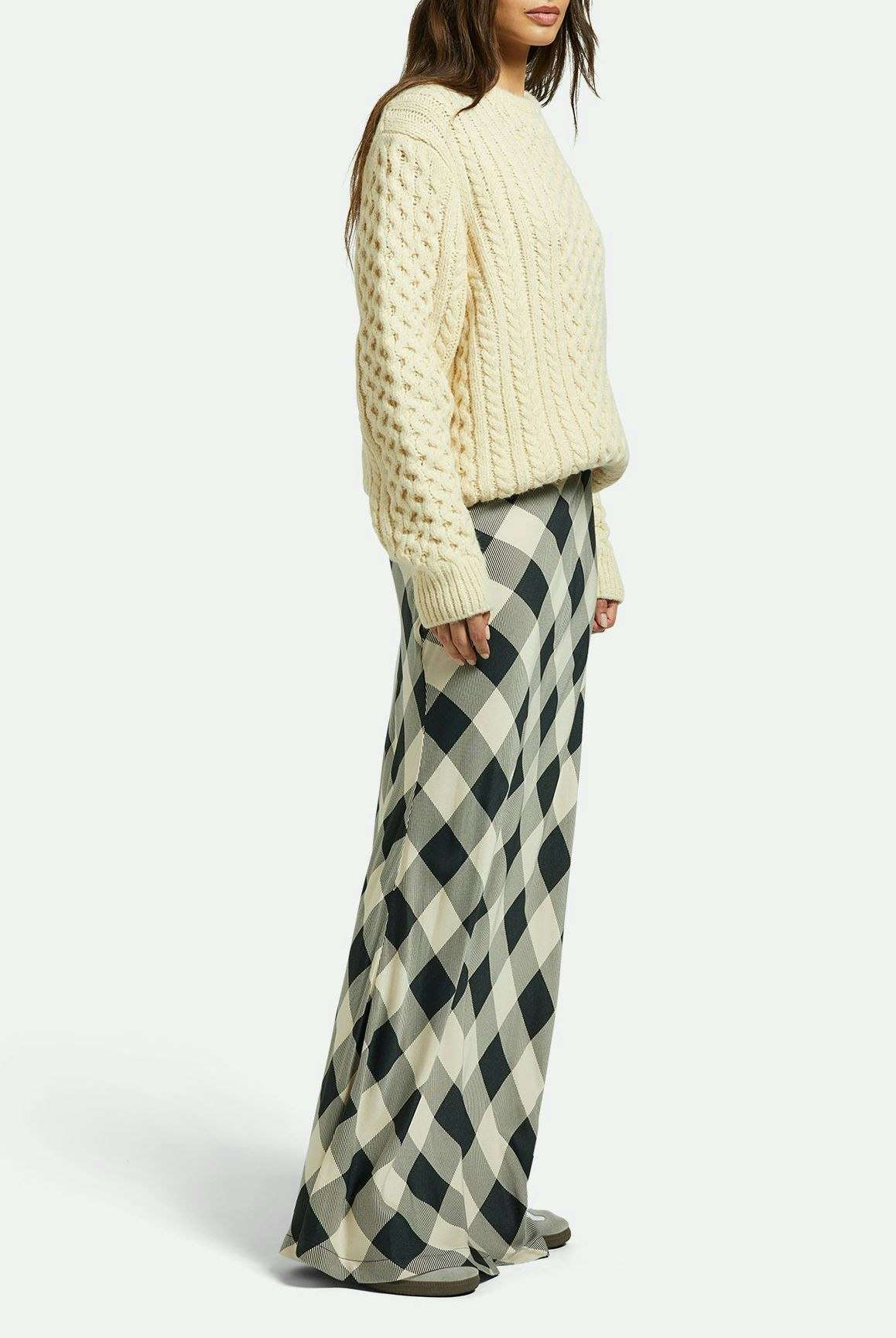 Women's Side Fit | Silky Full Length Skirt - Washed Black/Whitecap Buffalo Check