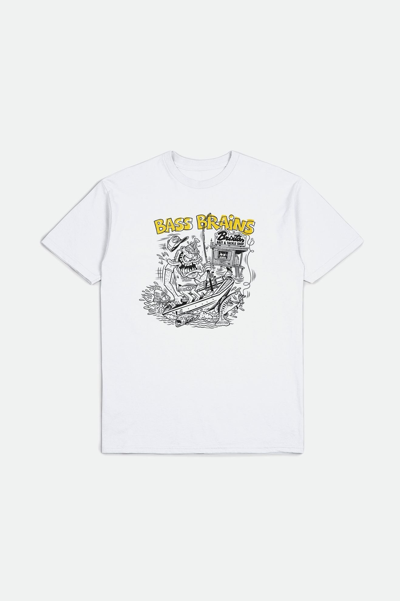 Brixton Men's Bass Brains Monster S/S Standard Tee - White | Profile