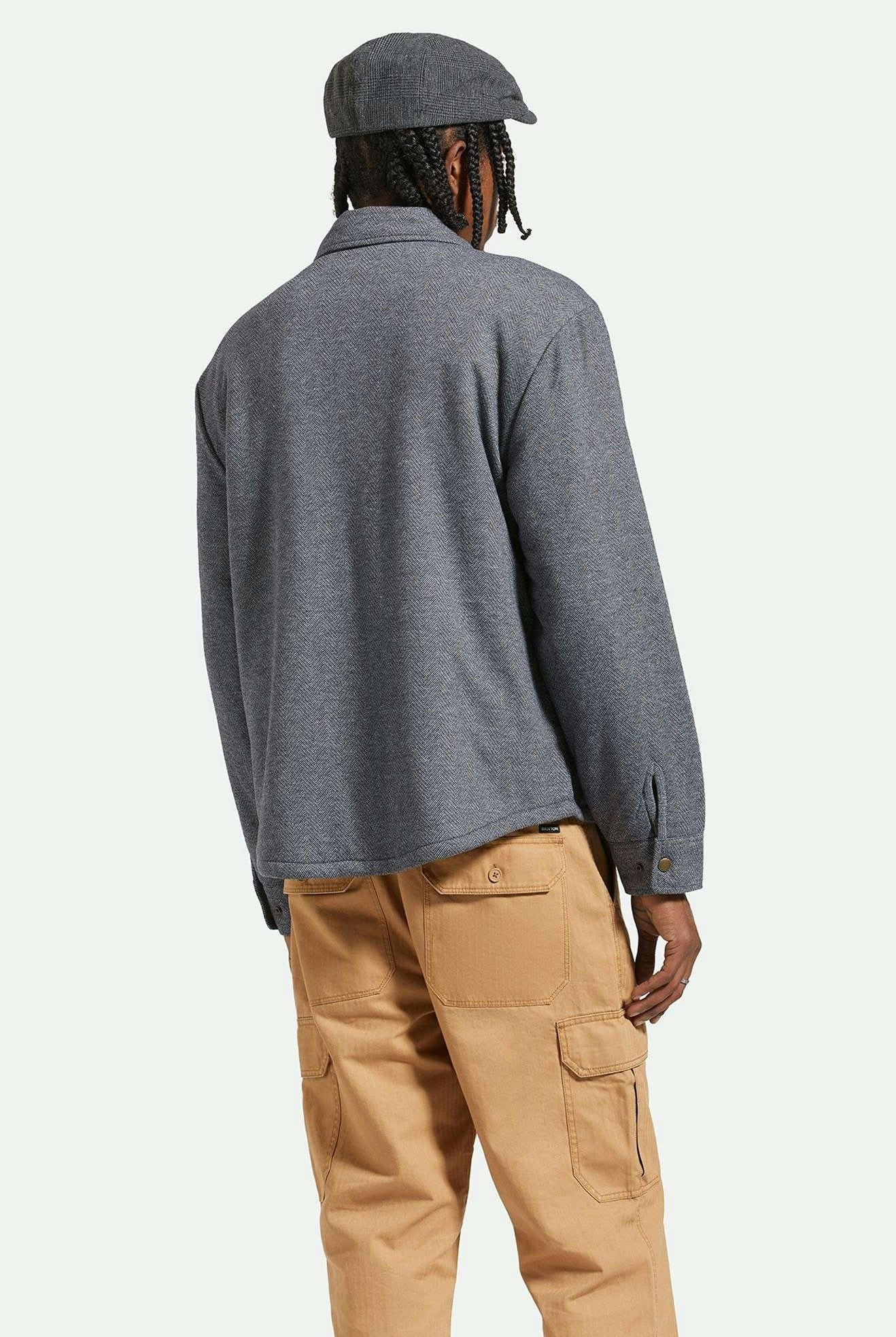 Men's Back Fit Image | Durham Sherpa Lined Jacket - Black Herringbone