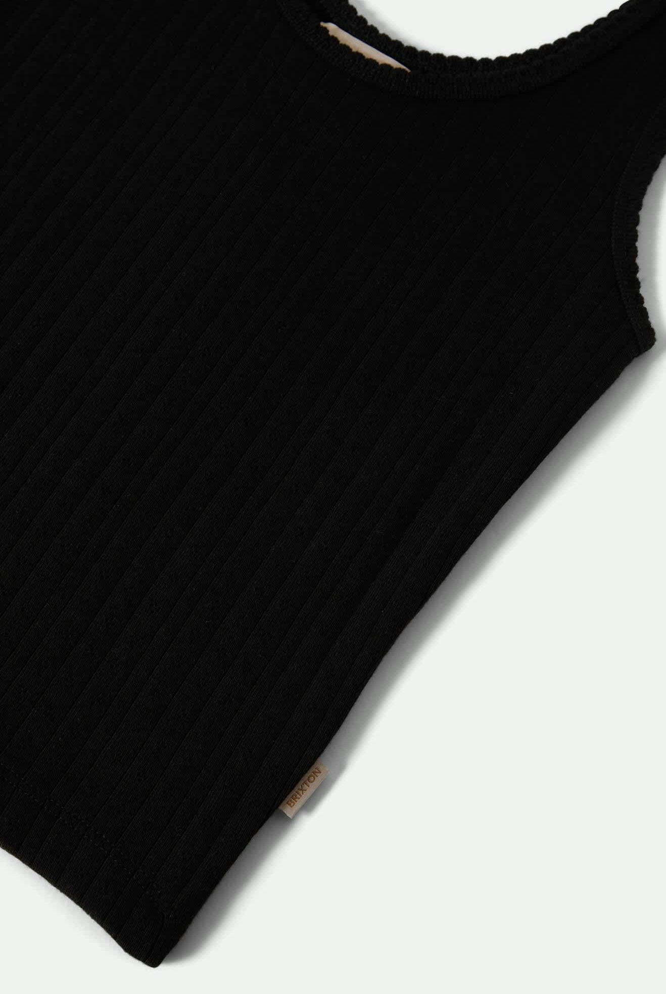 Women's Pointelle Slim Fit Tank in the color Black - Additional Laydown image