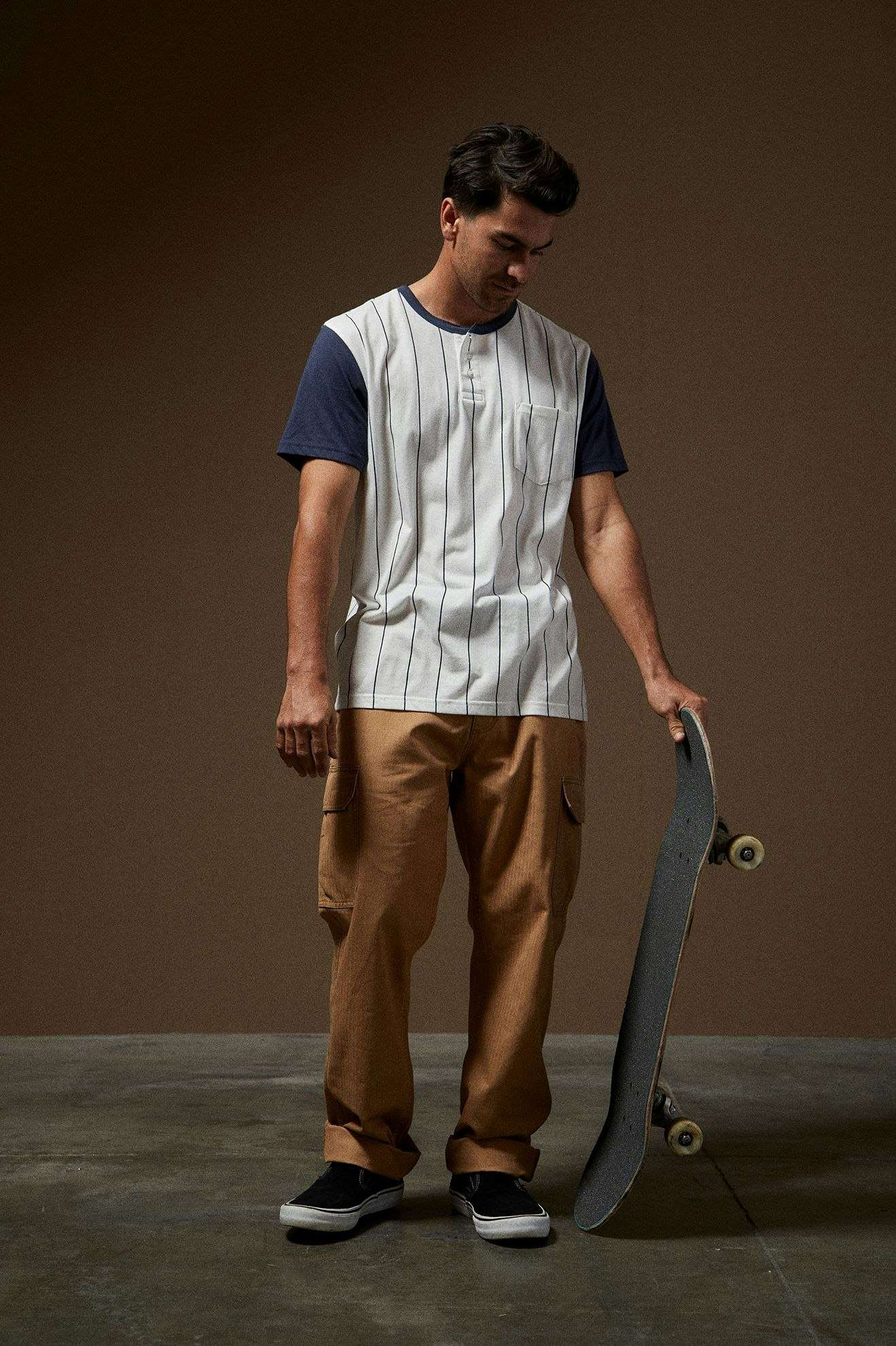 Men's Lifestyle 1 | 20th Anniversary Detroit Henley Pocket T-Shirt - Off White/Washed Navy