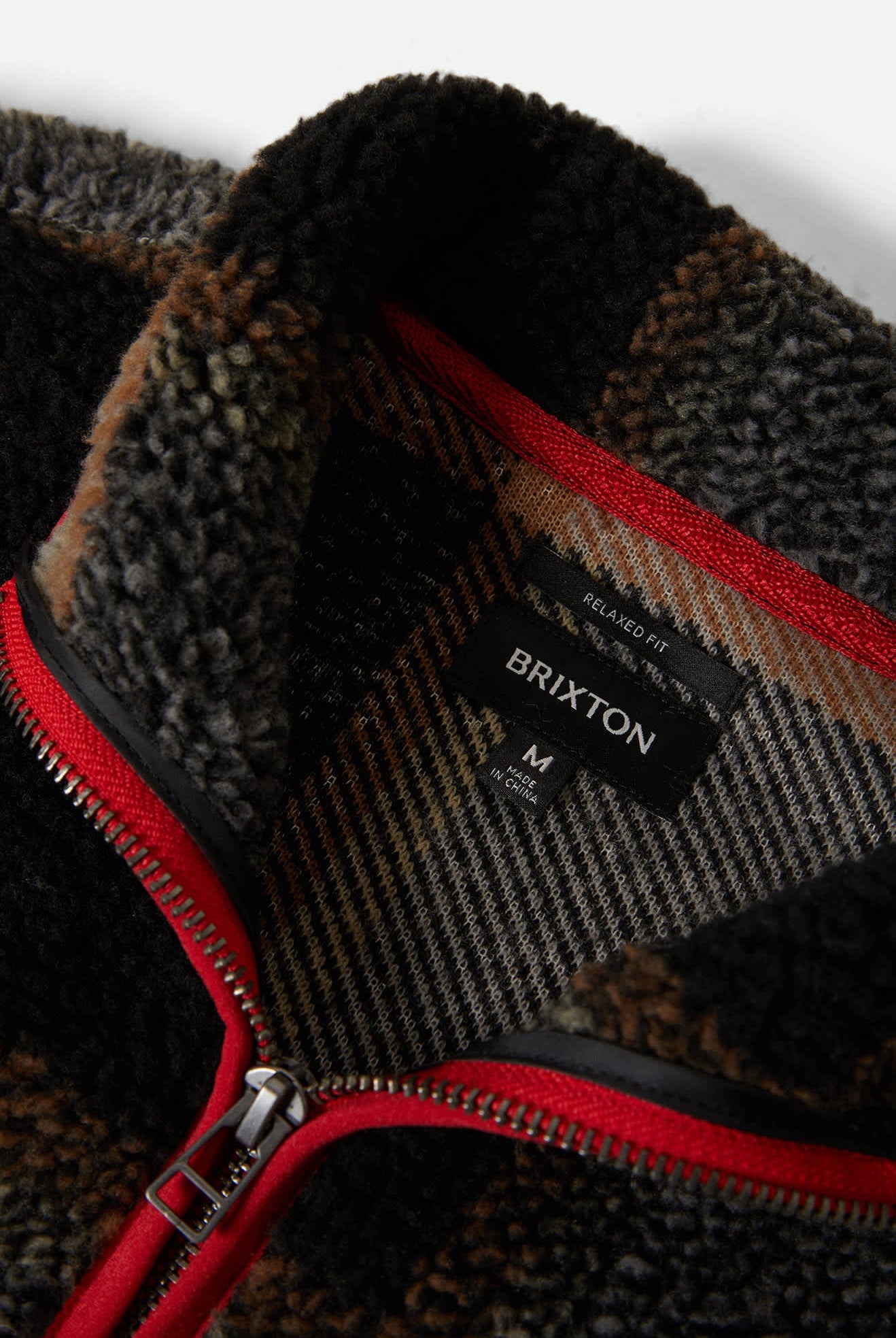 Men's Buffalo Plaid Sherpa Full Zip in the color Black/Cream - Additional Laydown image