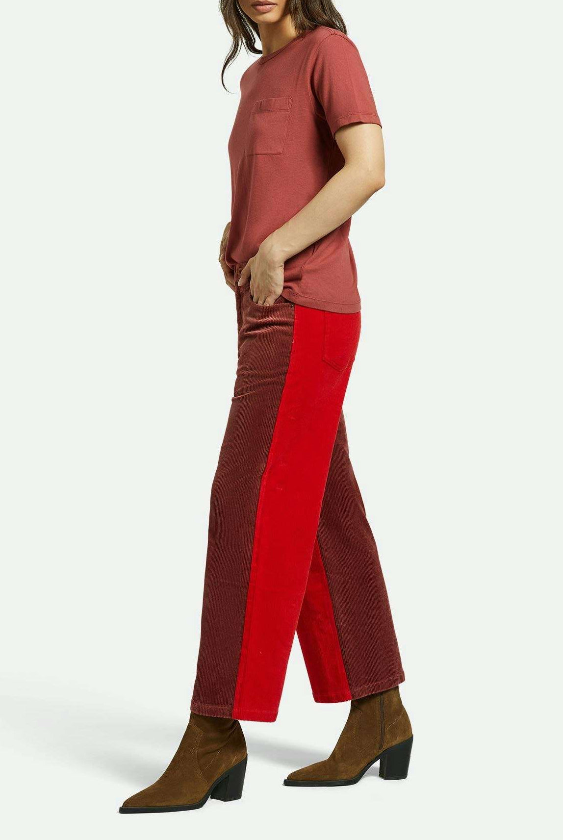 Women's Side Fit | Margo Cropped 5-Pocket Pant - Cowhide/Mars Red Cord