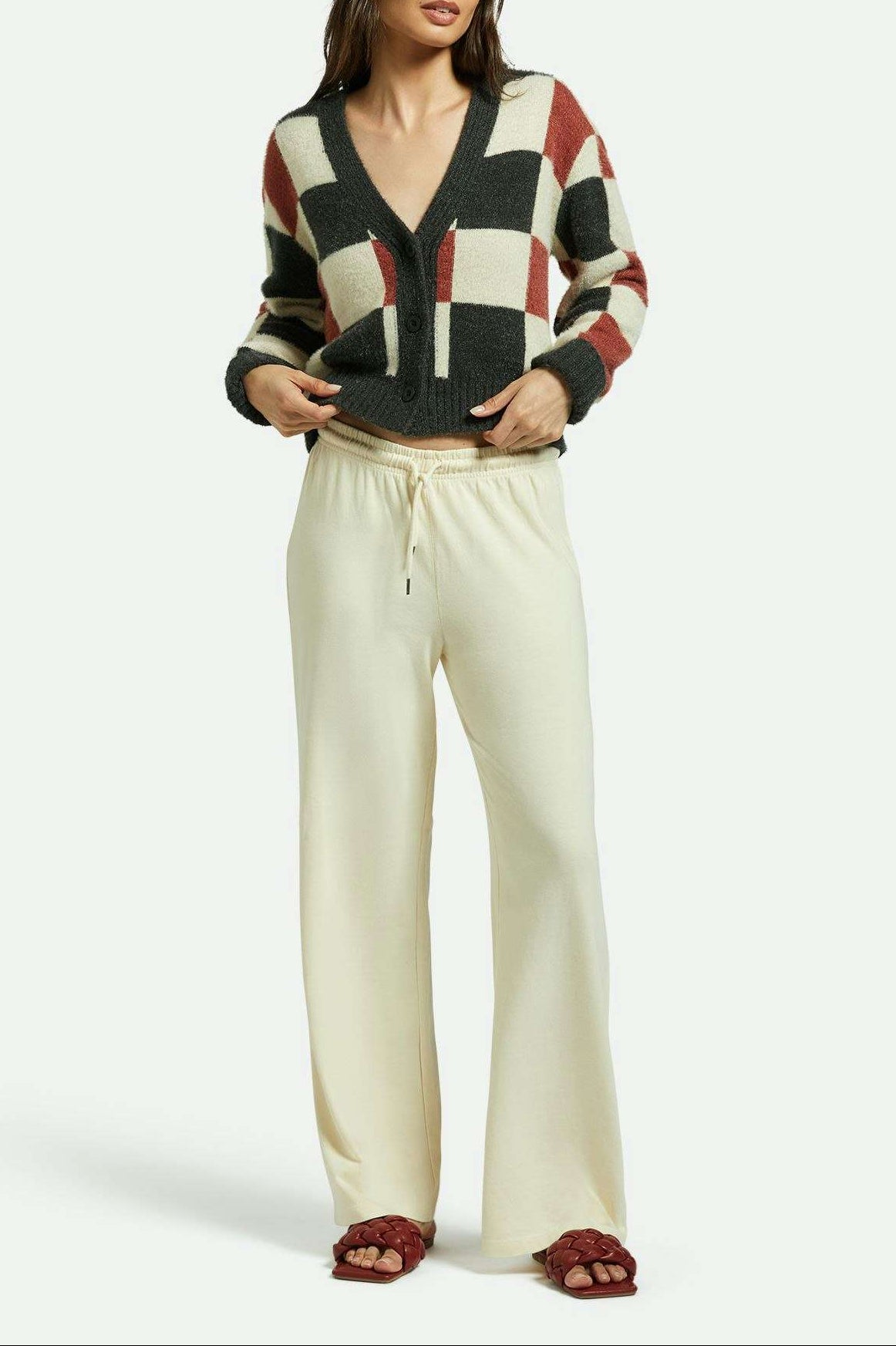 Brixton Women's Carefree Organic Garment Dye Lounge Pant - White Smoke | Front fit