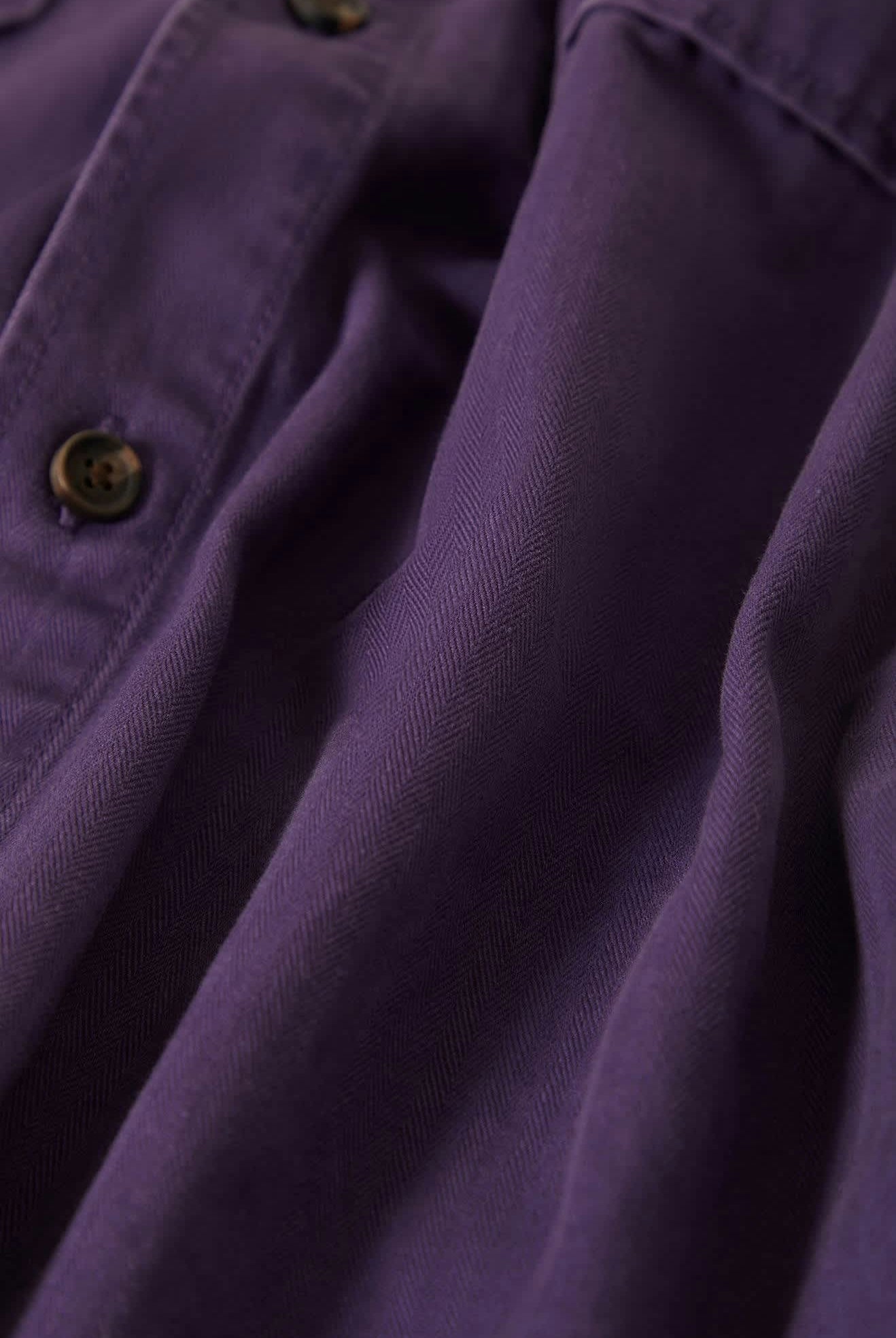 Men's Herringbone Relaxed L/S Overshirt in the color Punk Purple Herringbone - Additional Laydown image