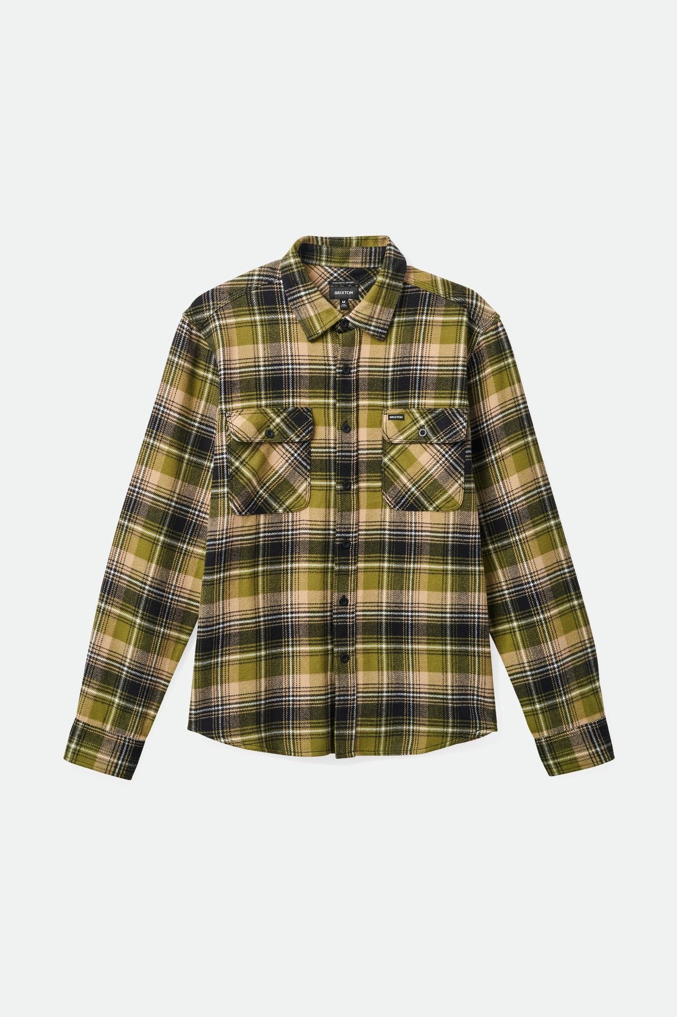 Brixton Men's Bowery Flannel - Green Kelp/Sand/Black | Profile