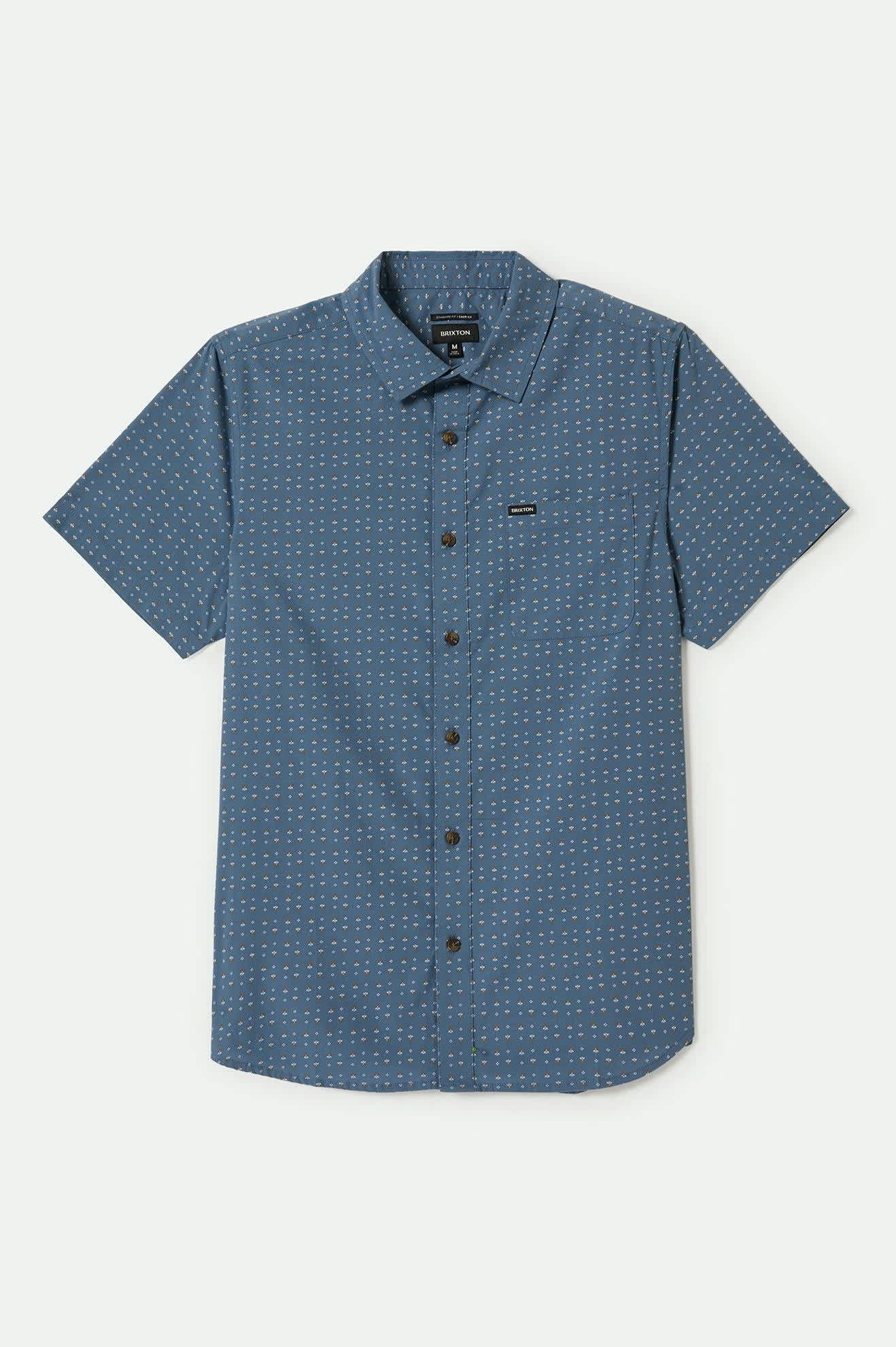 Men's Charter Print S/S Shirt in the color Azure Blue/Micro Floral - Front Product View