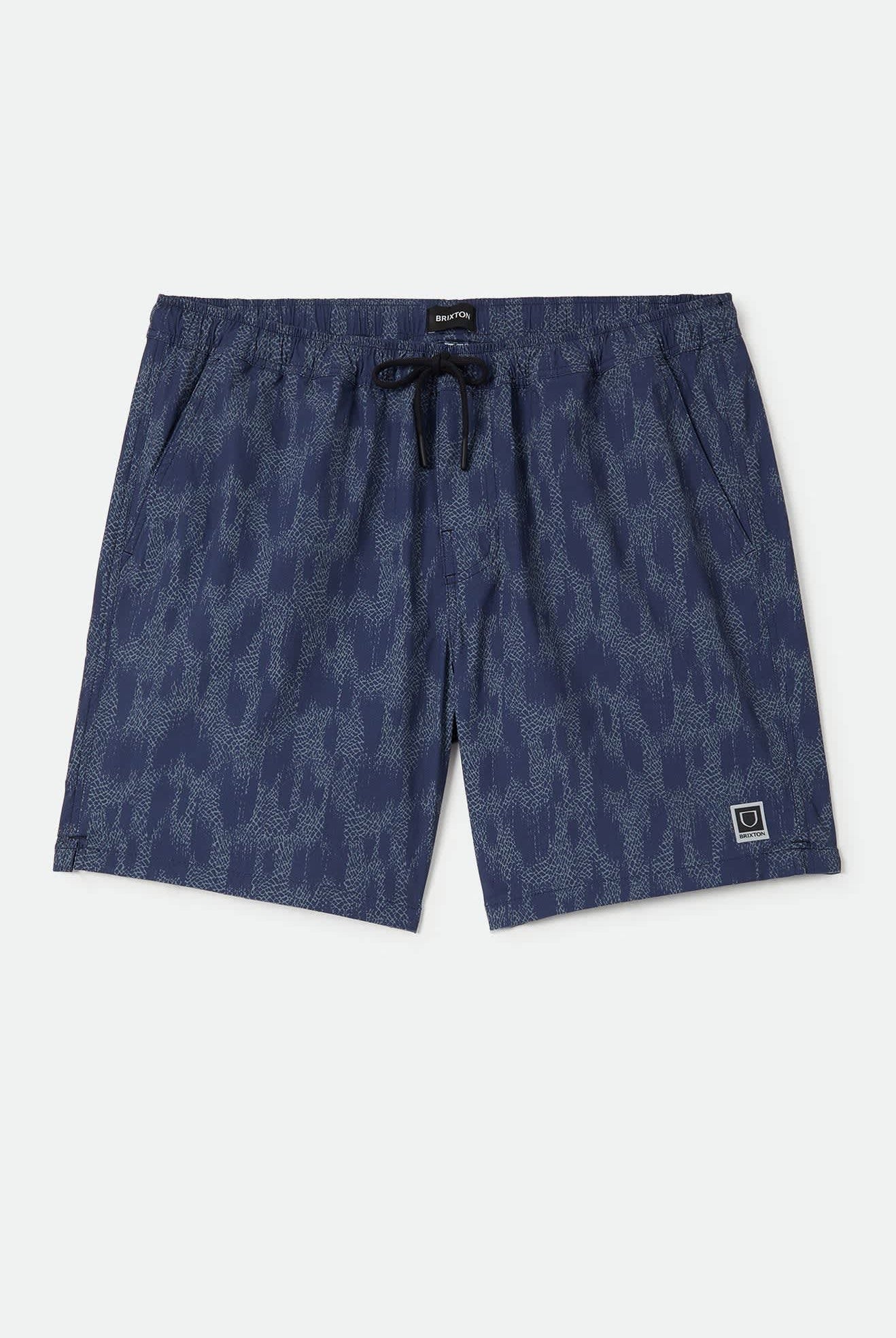 Men's Everyday Stretch Hybrid Short 7" in the color Washed Navy Crackle - Front Product Laydown Image