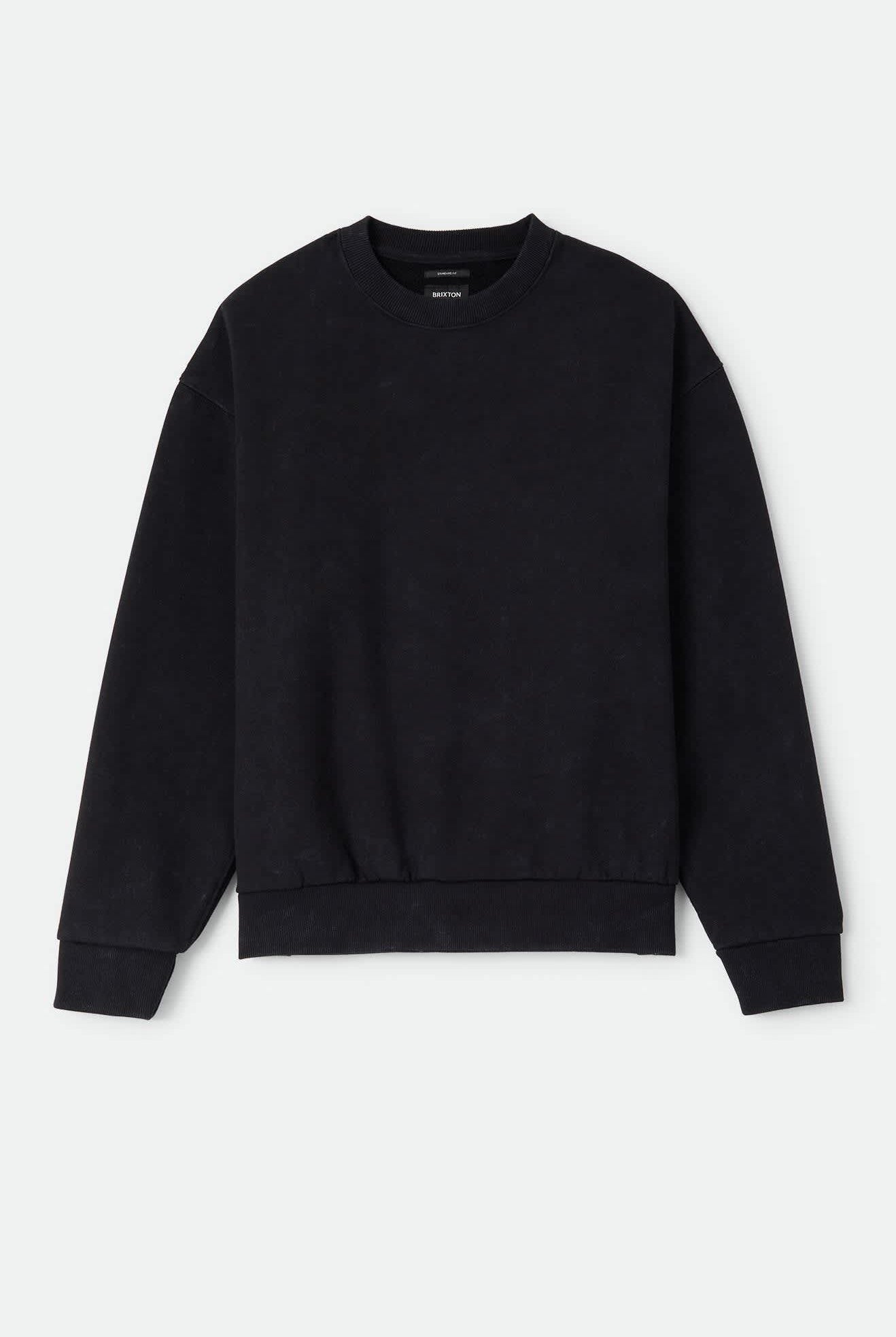 Men's Brixton Baseline Crew Fleece in the color Black - Front Product Laydown Image