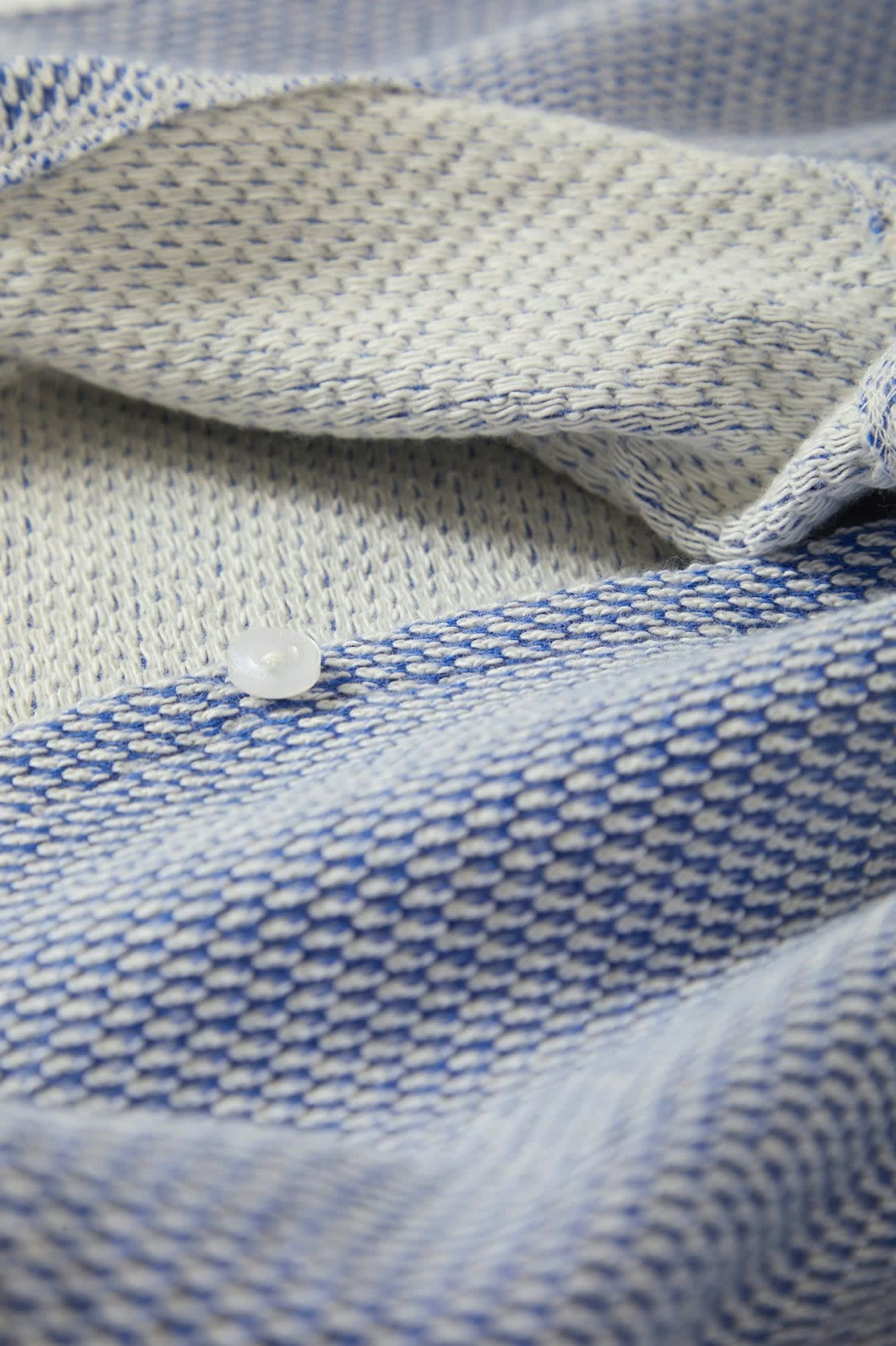 Women's The Weekend Cross Loop French Terry Top in the color Off White/Electric Indigo - Additional Laydown image