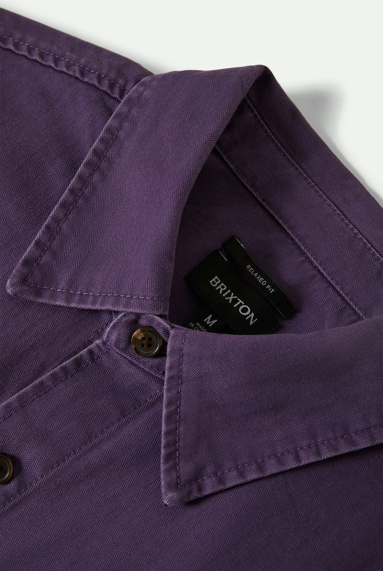 Men's Herringbone Relaxed L/S Overshirt in the color Punk Purple Herringbone - Additional Laydown image