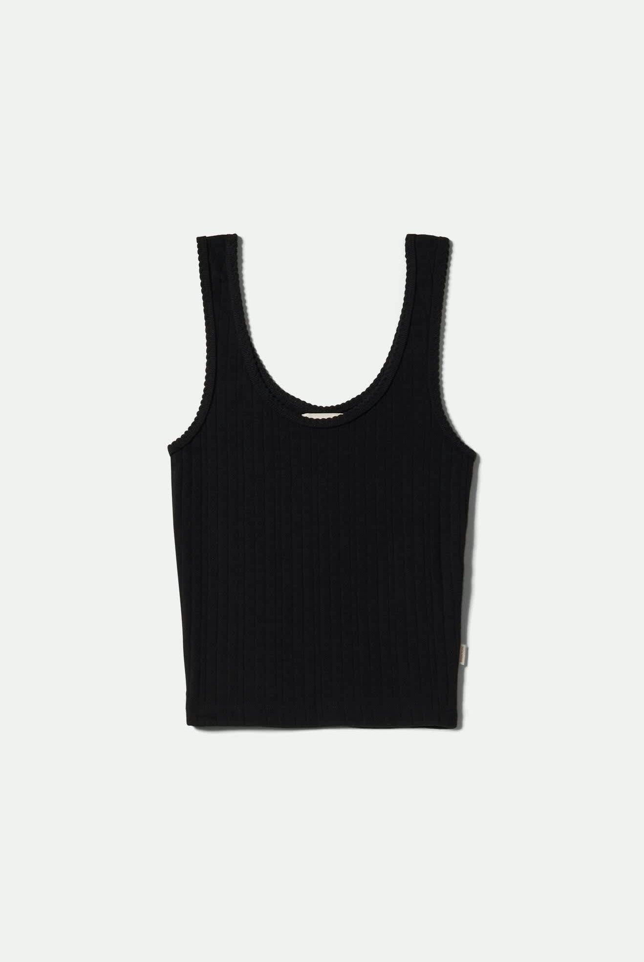 Women's Pointelle Slim Fit Tank in the color Black - Front Product View