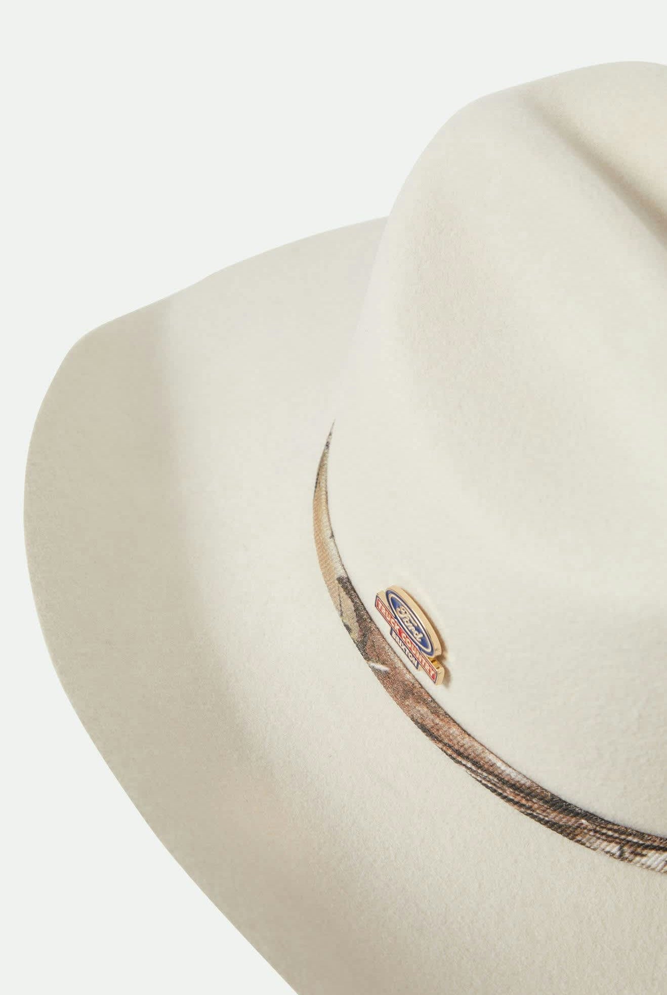 Unisex Ford Truck Country Cowboy Hat in the color Wimbledon White/Camo - Additional Laydown image