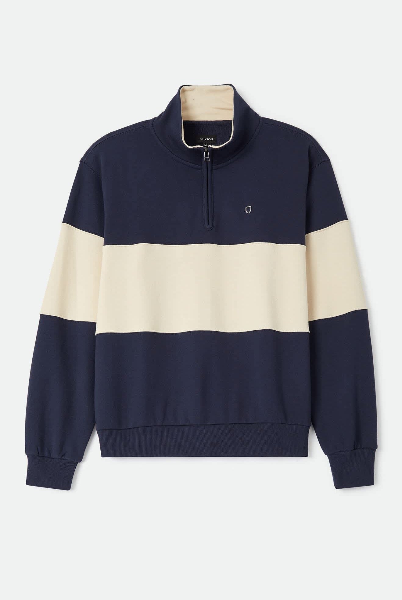 Men's Danville Quarter Zip Fleece in the color Navy/Whitecap - Front Product Laydown Image