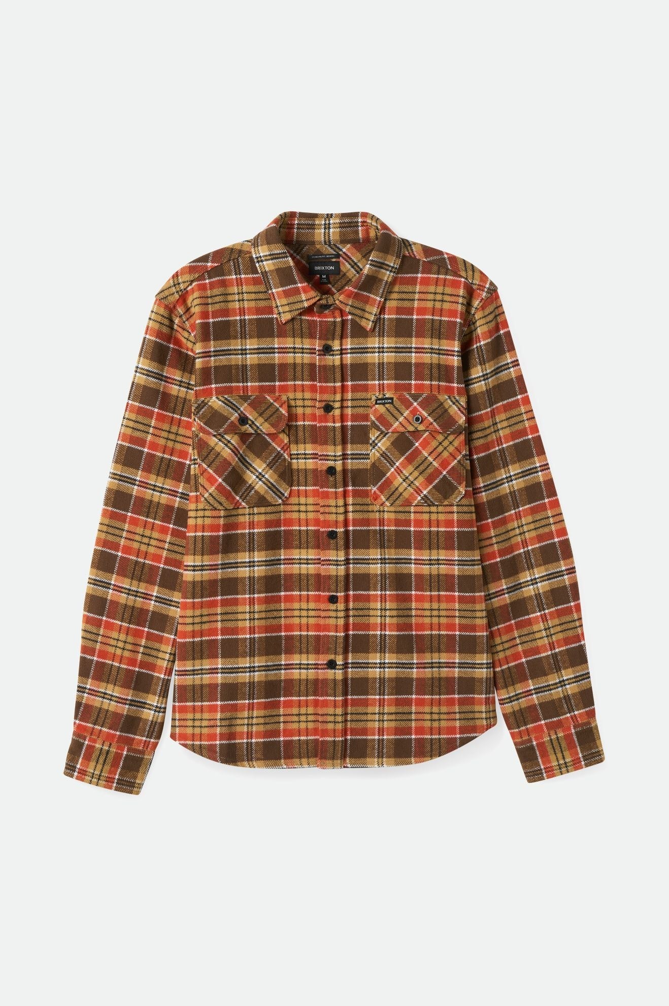 Brixton Men's Bowery Heavyweight L/S Flannel - Desert Palm/Antelope/Burnt Red | Profile