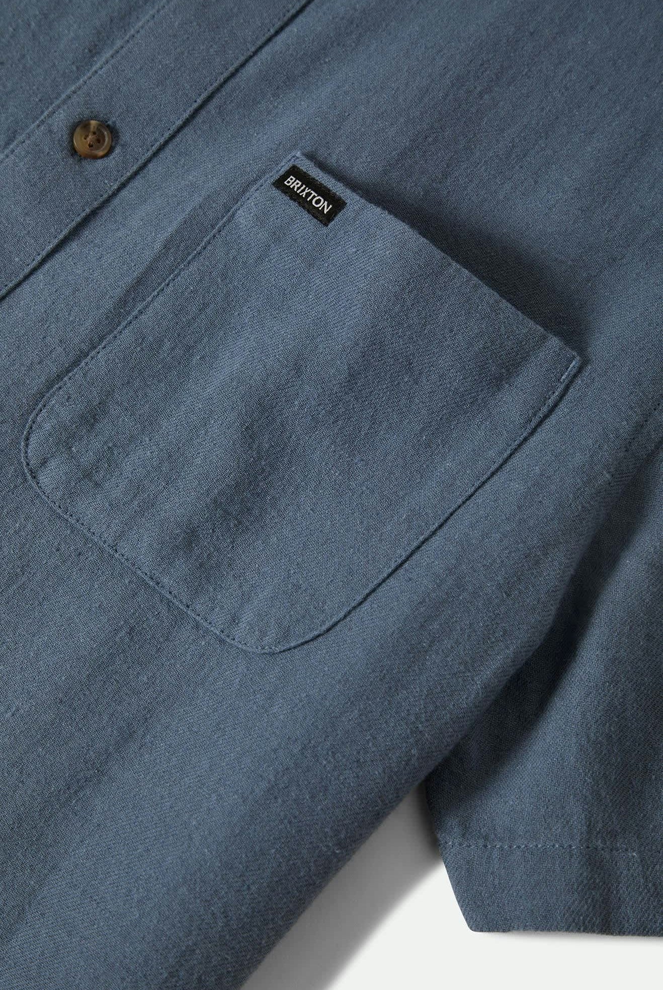 Men's Charter Organic Cotton Linen Blend S/S Shirt in the color Azure Blue - Additional Laydown image