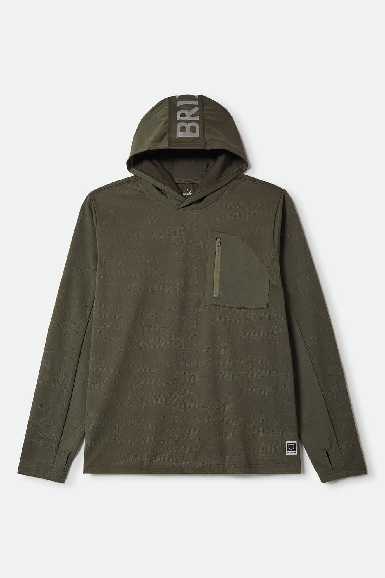 Men's Journey Long Sleeve Sun Hoodie in the color Olive Tiger Camo - Front Product View