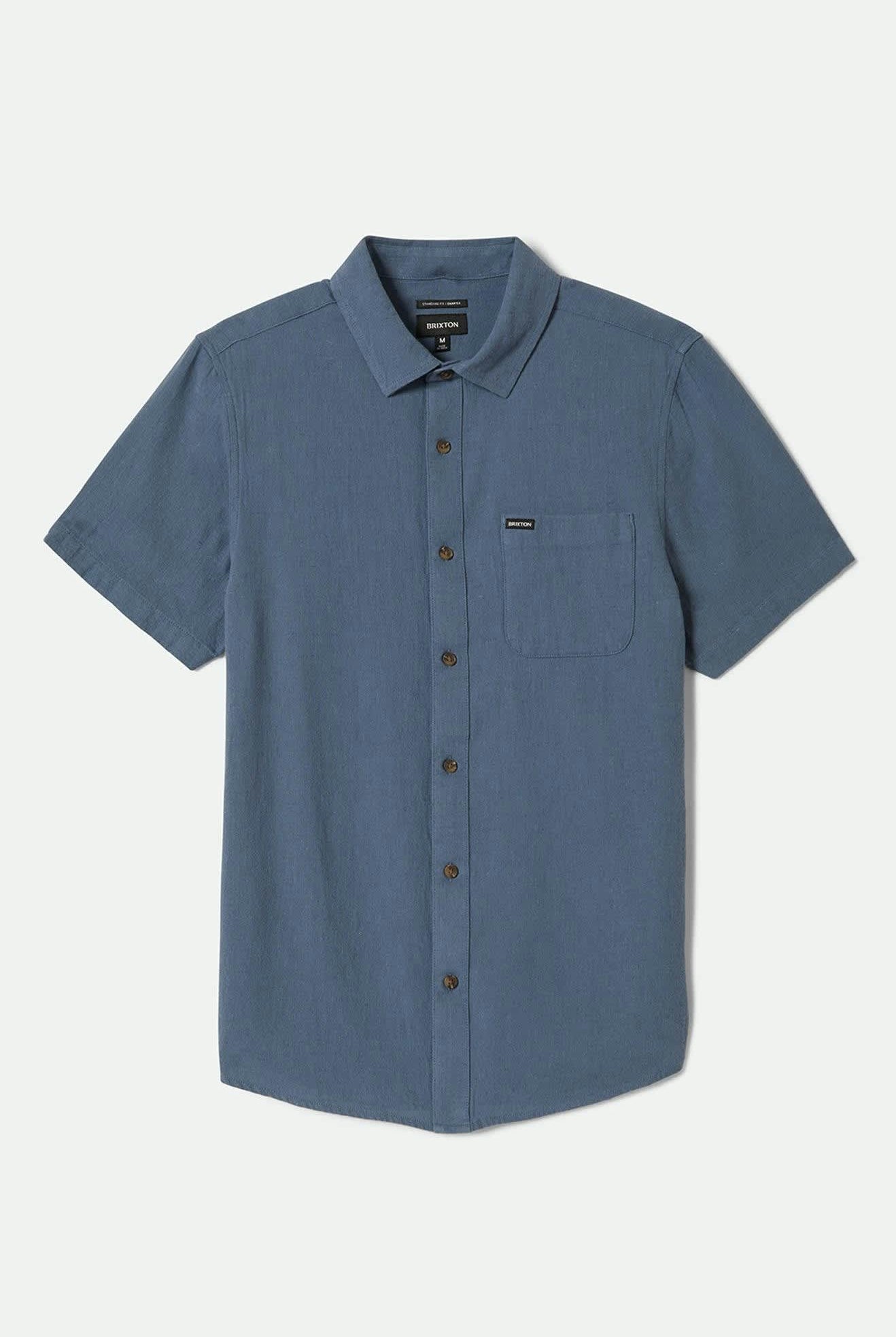 Men's Charter Organic Cotton Linen Blend S/S Shirt in the color Azure Blue - Front Product View