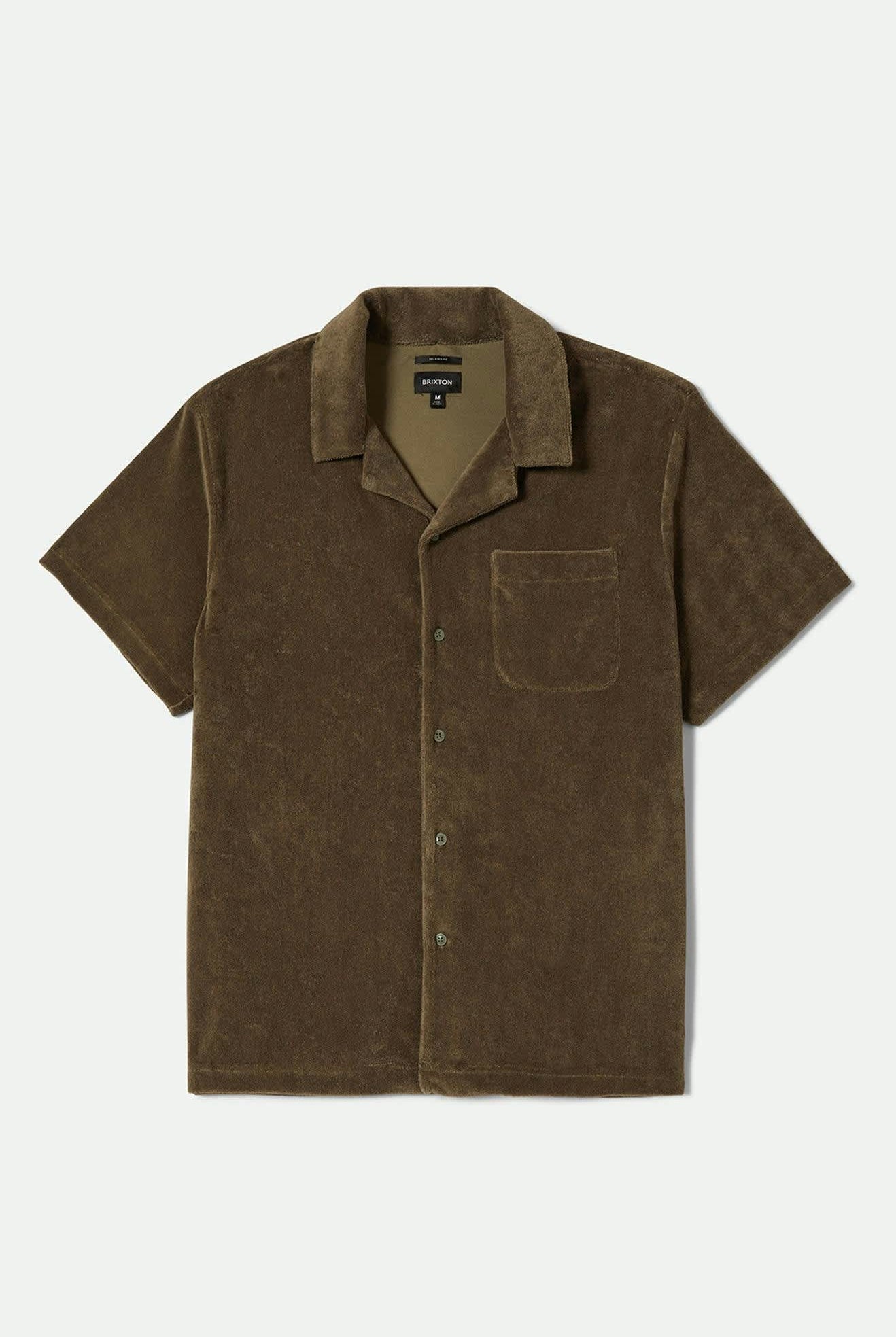 Men's Bunker French Terry Cloth S/S Camp Collar Shirt in the color Ivy Green - Front Product View
