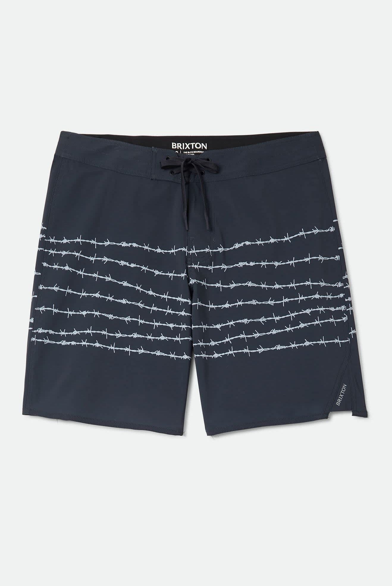 Men's Blitz Boardshort 19" in the color Black/Barb Wire - Front Product Laydown Image