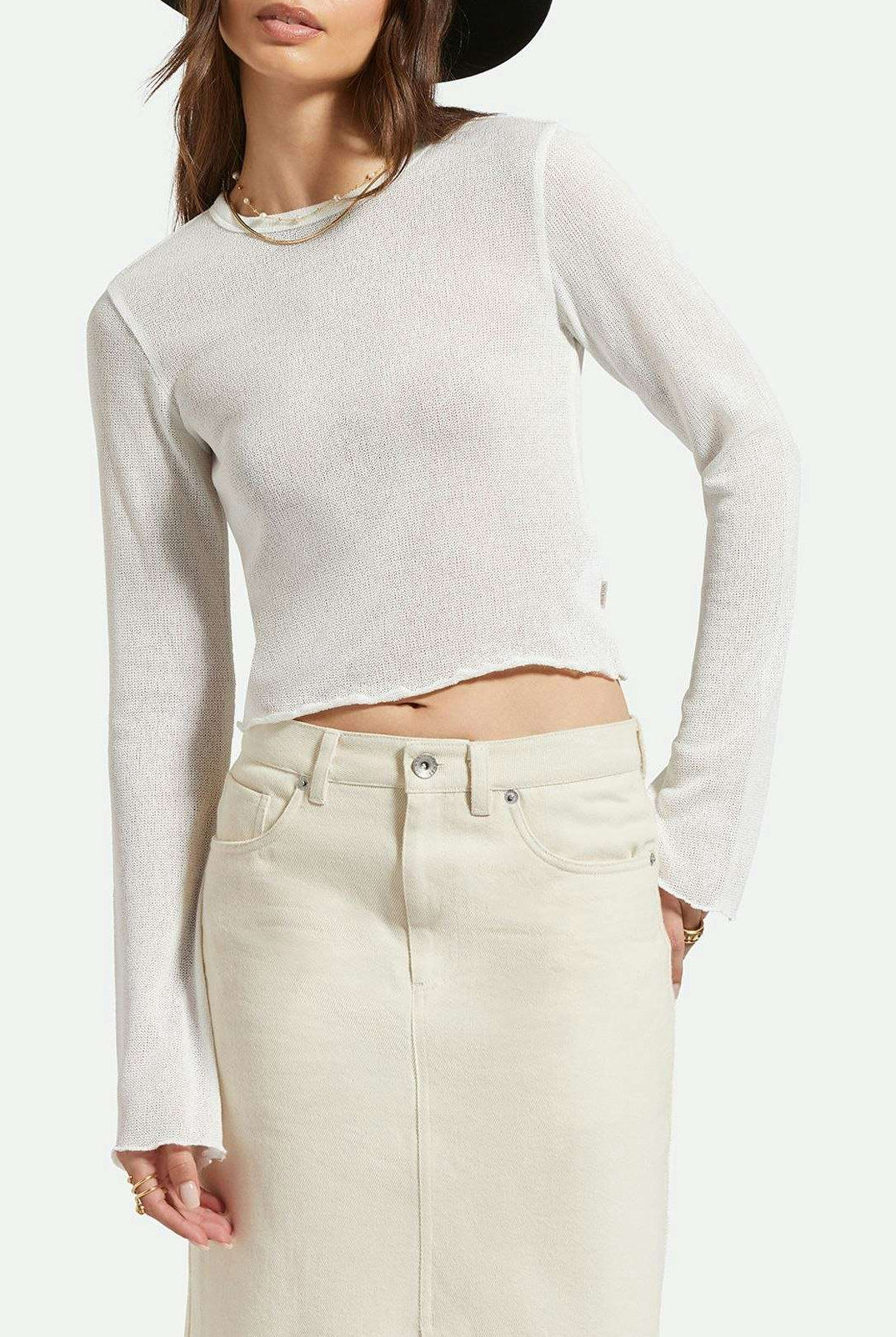 Women's Front Fit | Sheer L/S Knit Top - Off White