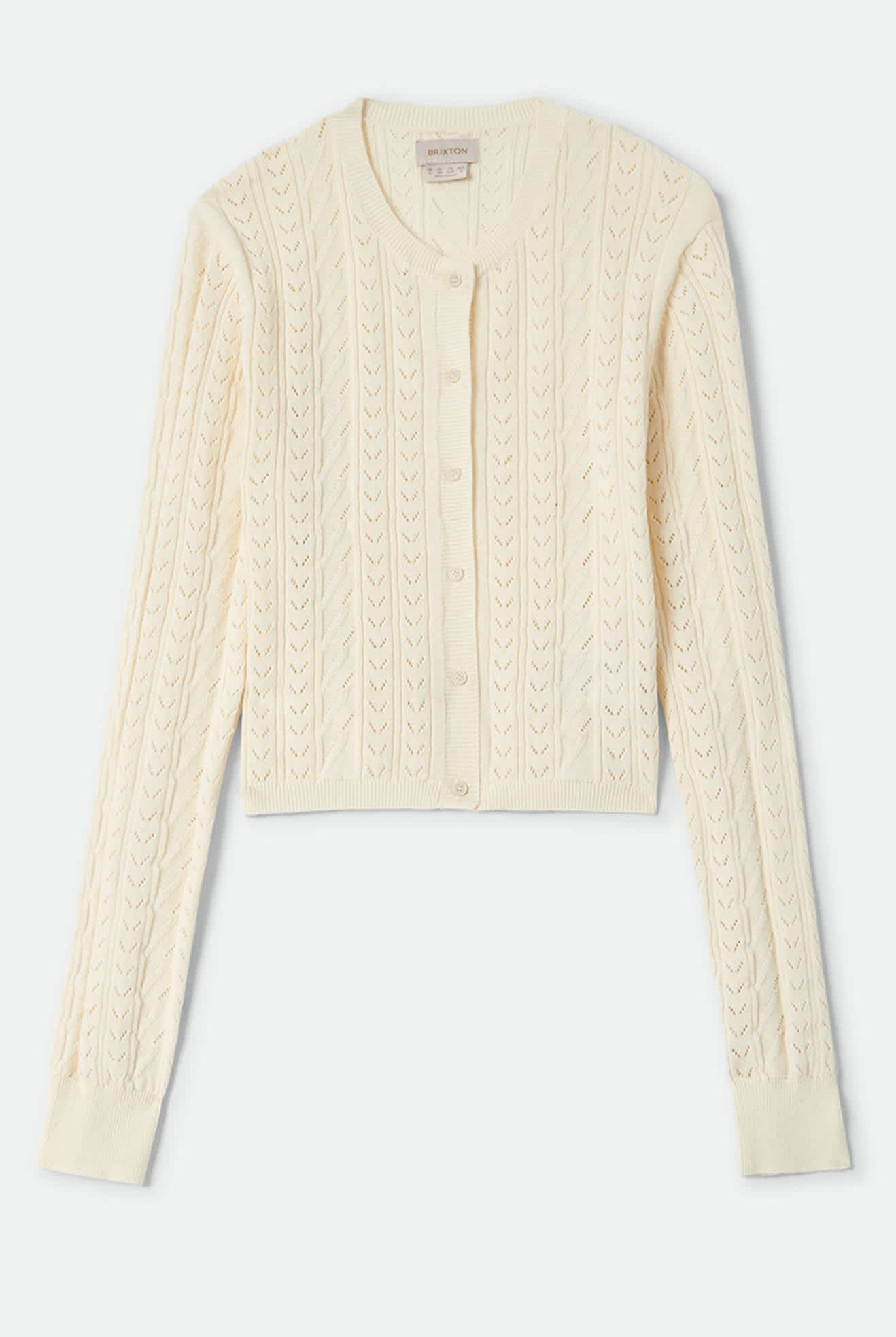 Women's Bixby Lightweight Cardigan in the color Wax Paper - Front Product Laydown Image