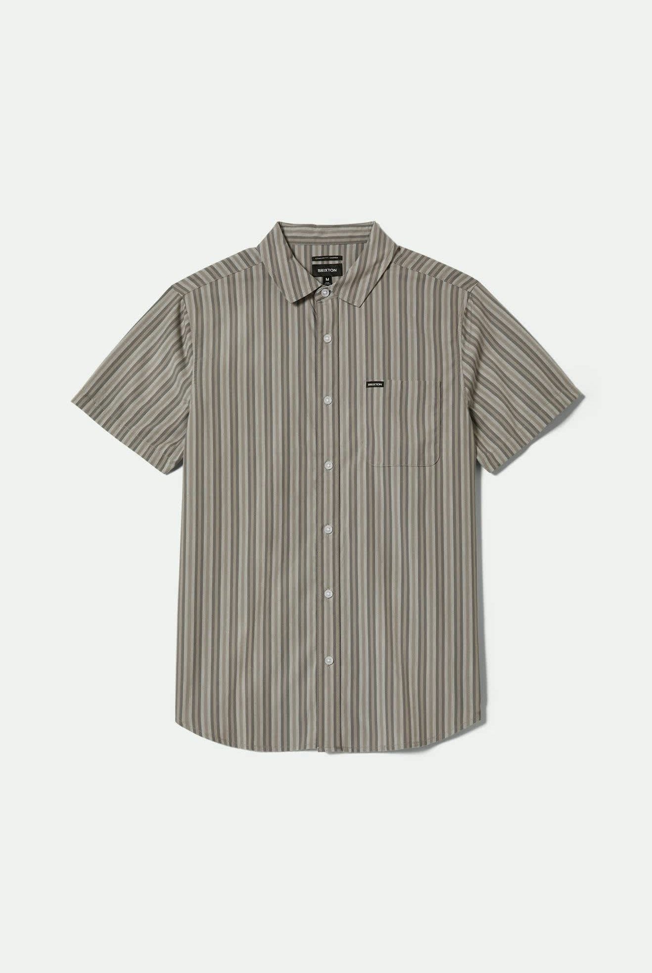 Men's Charter Stripe S/S Shirt in the color Charcoal/Grey - Front Product View