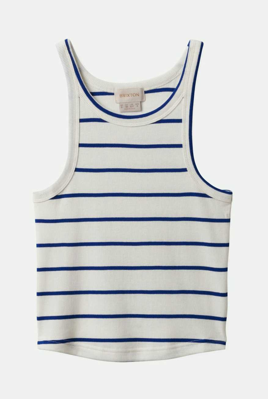 Brixton Women's Organic Rib High Neck Tank Top - Off White/Surf The Web | Profile
