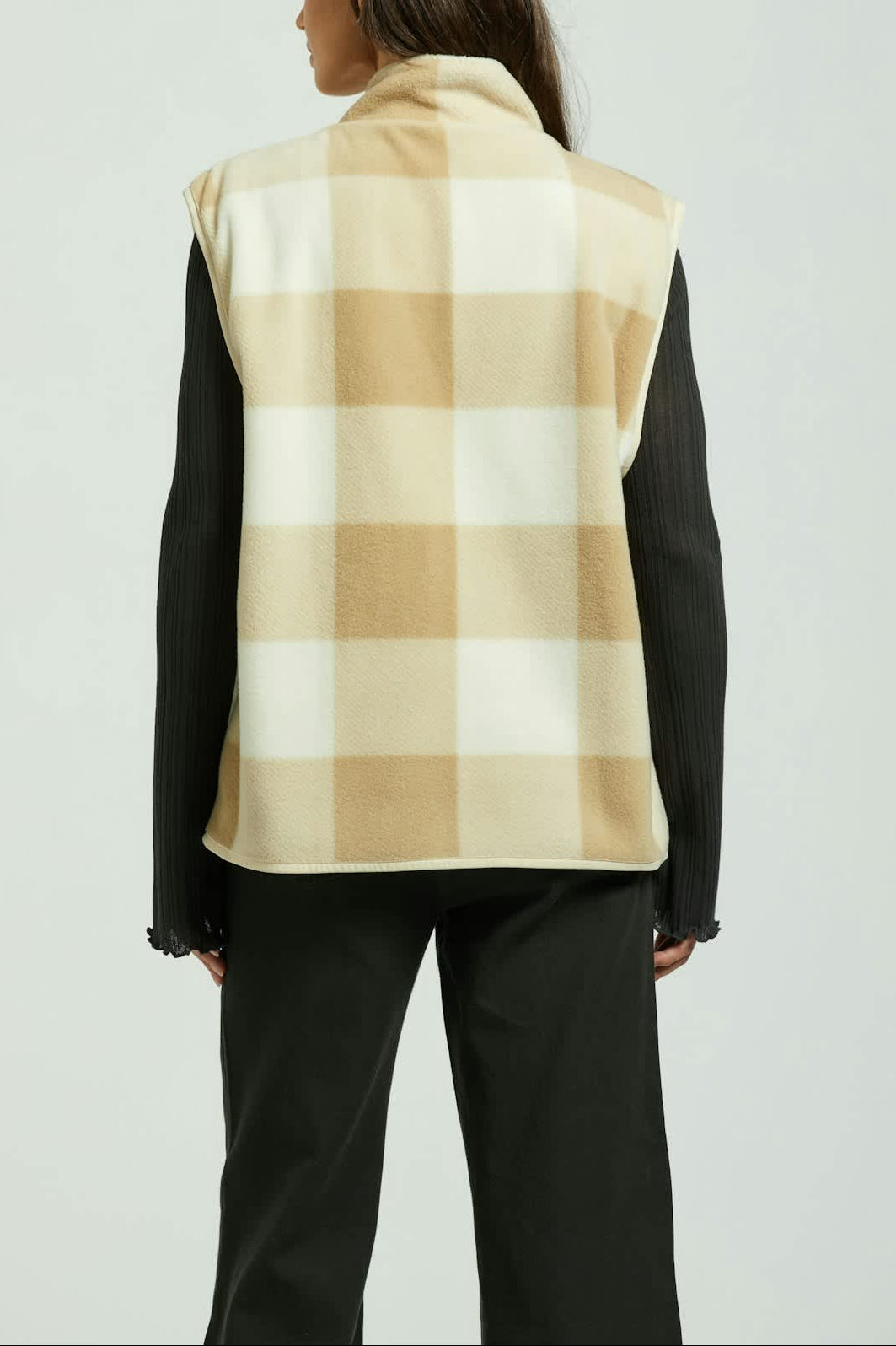 Women's Arctic Fleece Vest in the color Sand - Women's Back View