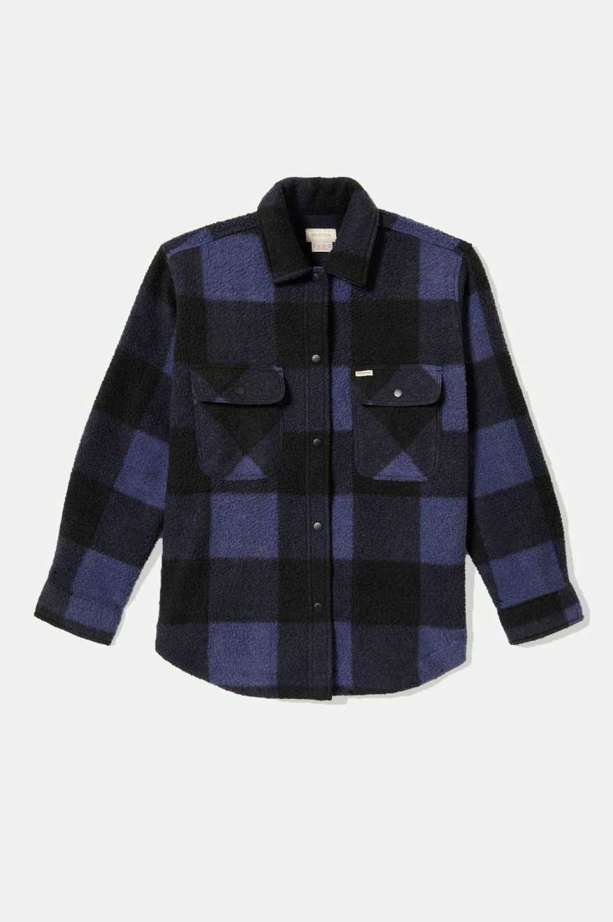 Brixton Women's Bowery Boyfriend Arctic Stretch Fleece - Washed Navy/Black | Profile