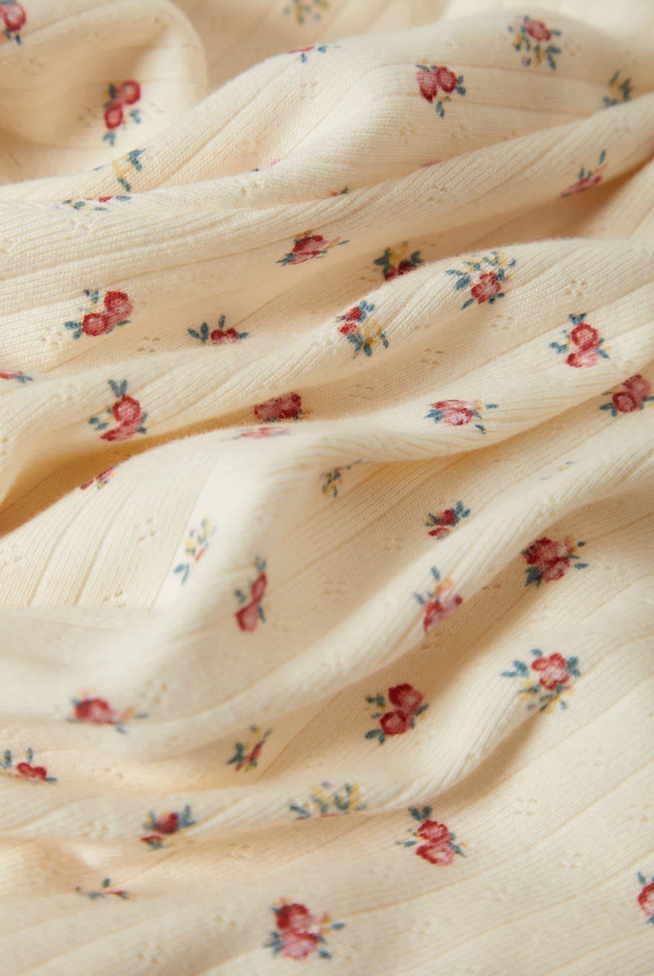 Women's Off Duty Lounge Short in the color Floral Pointelle - Additional Laydown image