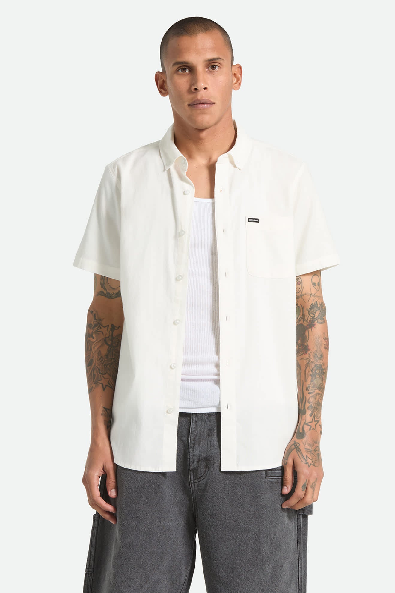 Men's Sanford Oxford Woven in the color Off White - Men's Front View
