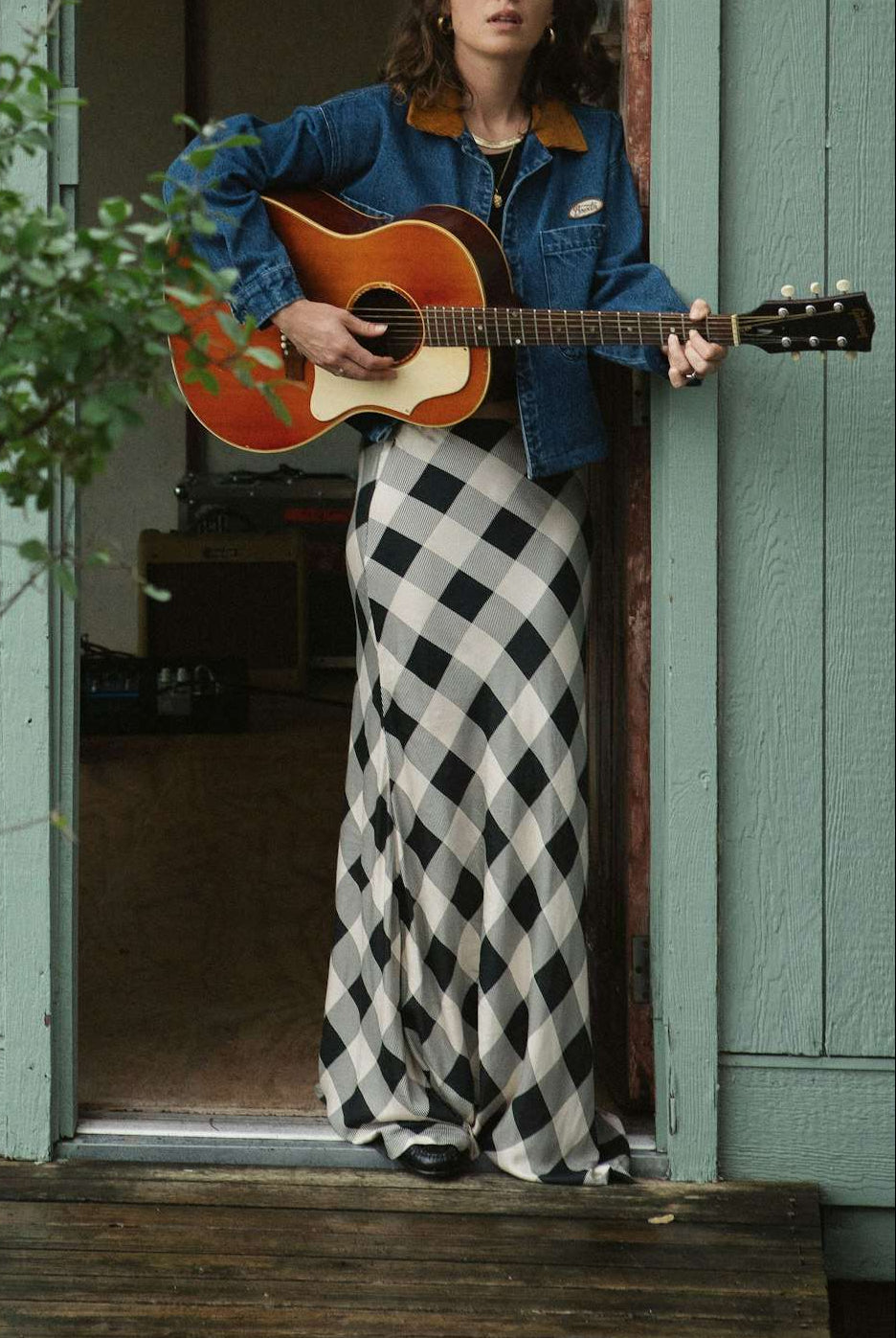 Women's Lifestyle 1 | Silky Full Length Skirt - Washed Black/Whitecap Buffalo Check