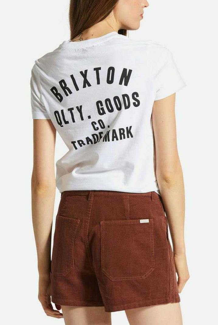 Women's Fit, Back View | Woodburn Women's Fitted Crew T-Shirt - White