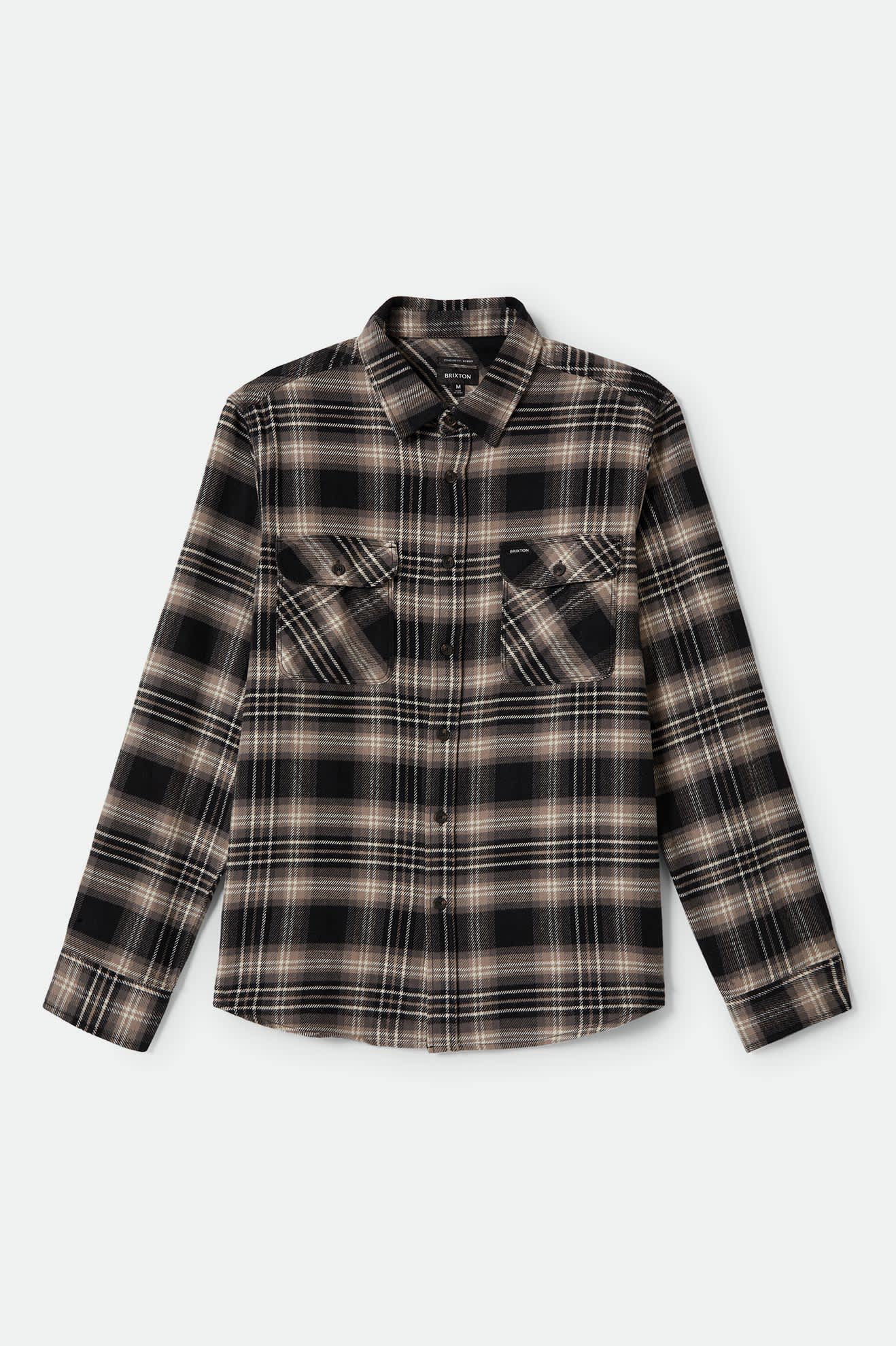 Men's Bowery L/S Flannel in the color Black/Charcoal/Beige - Front Product View