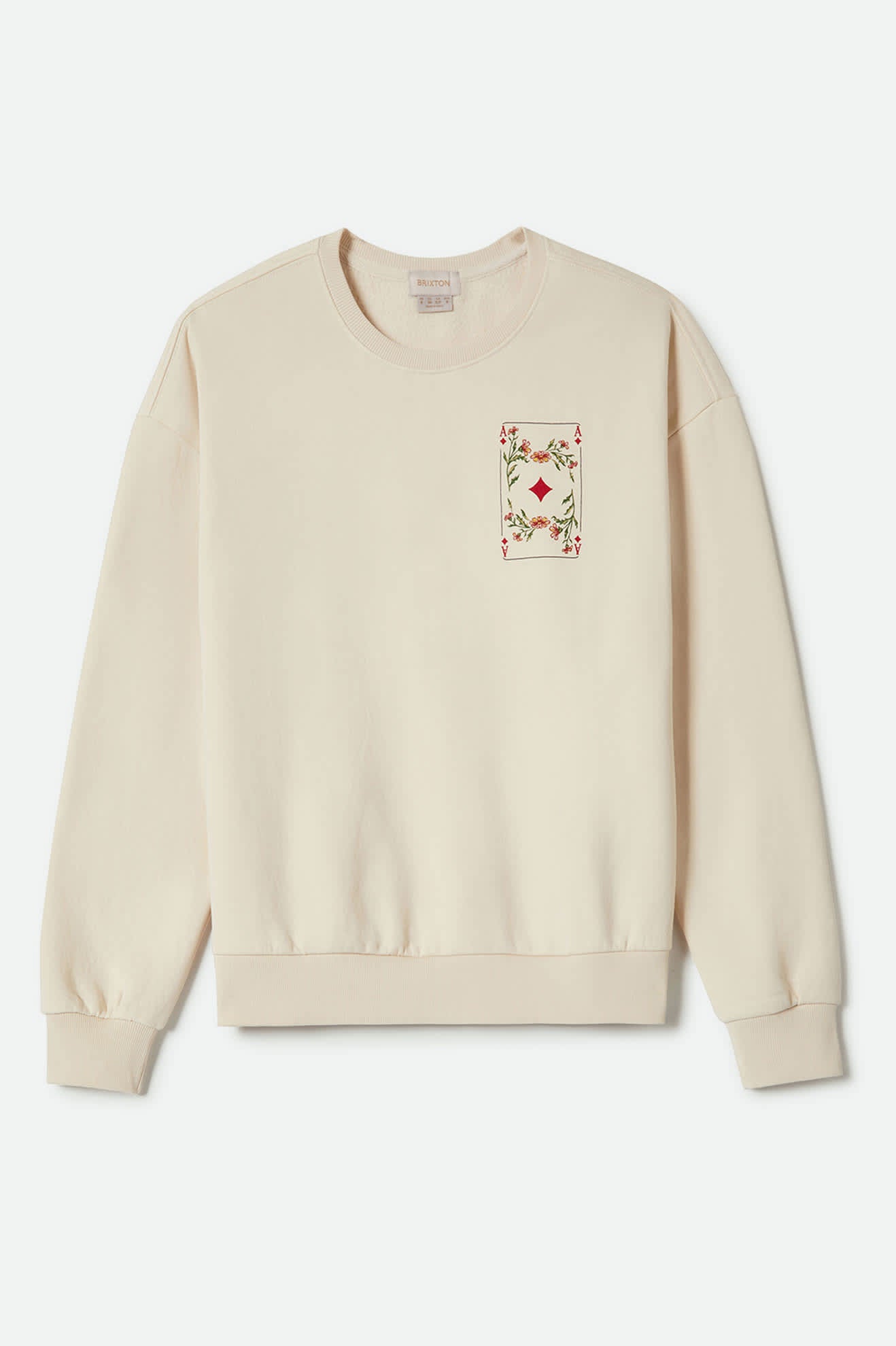 Women's Botanical Ace of Diamonds Crew in the color Whitecap - Front Product View