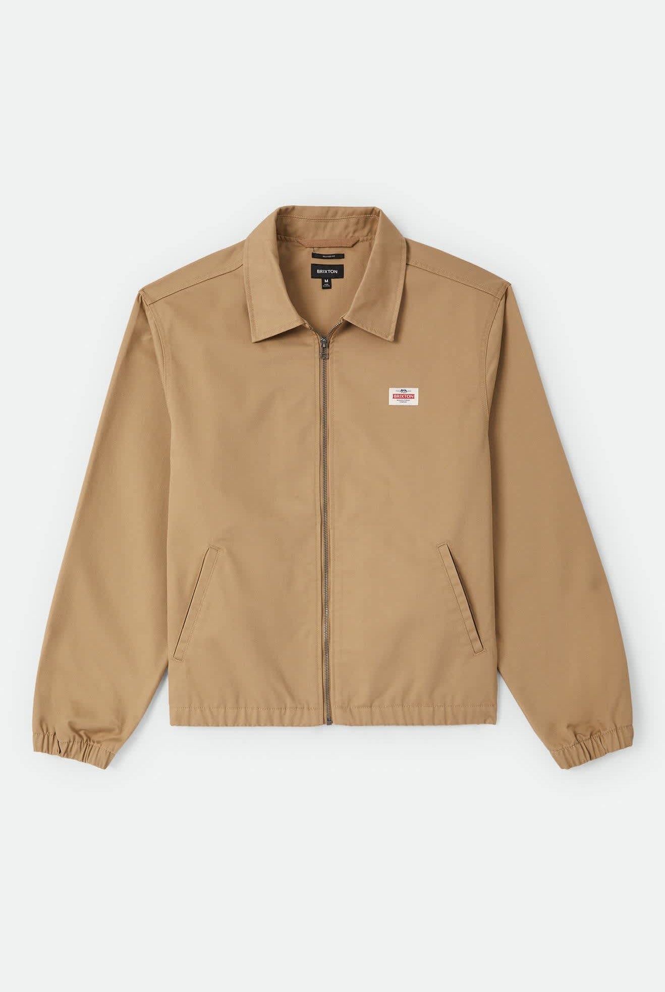 Men's Trademark Lightweight Garage Zip Jacket in the color British Khaki - Front Product Laydown Image