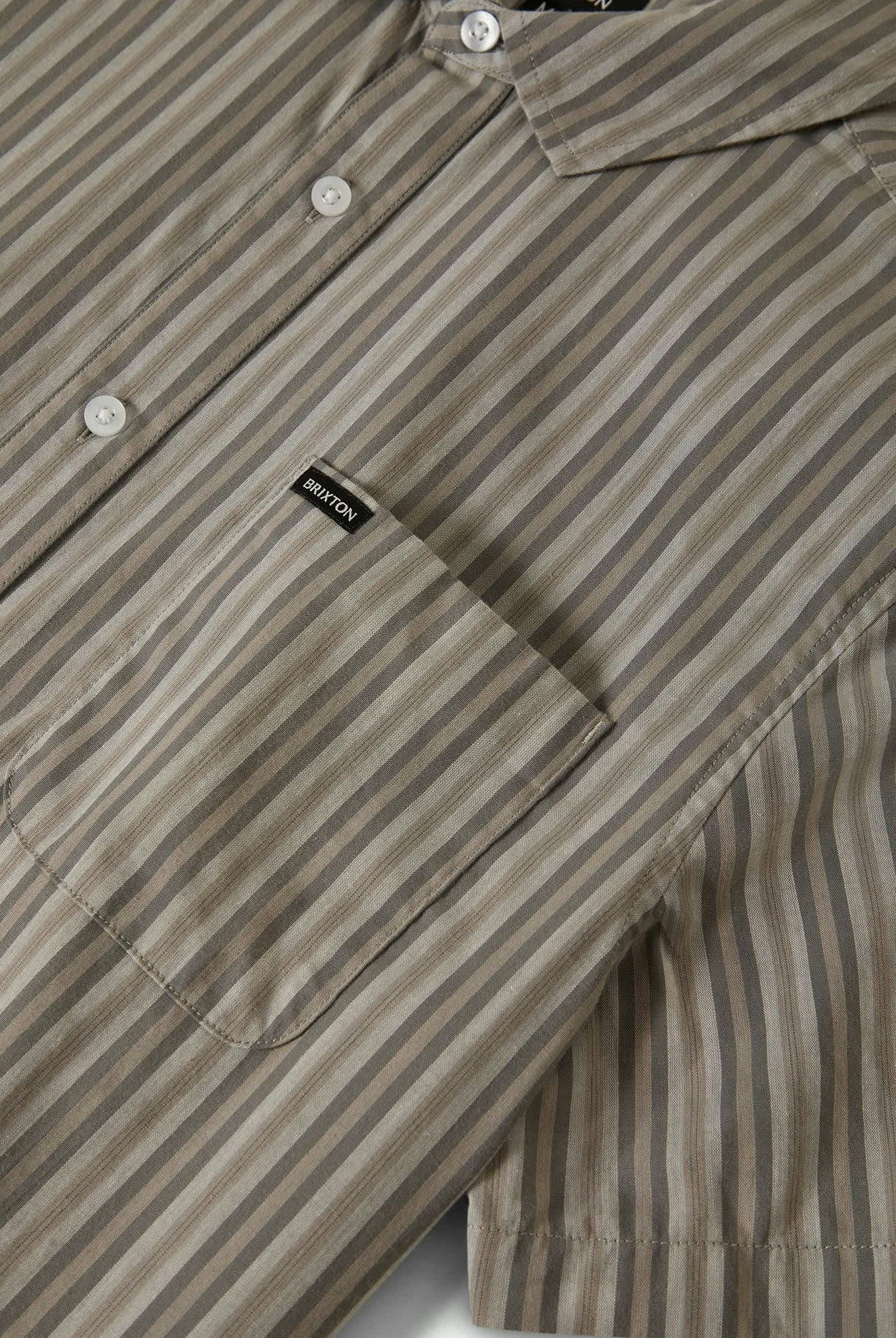 Men's Charter Stripe S/S Shirt in the color Charcoal/Grey - Additional Laydown image