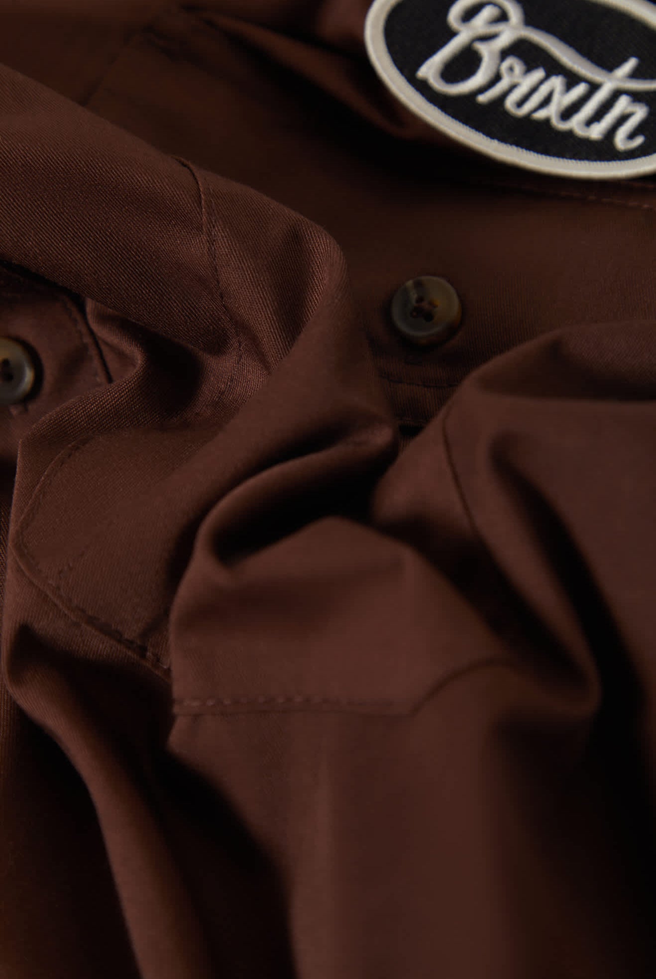 Men's Builders Olson Short Sleeve Shirt in the color Chocolate - Additional Laydown image