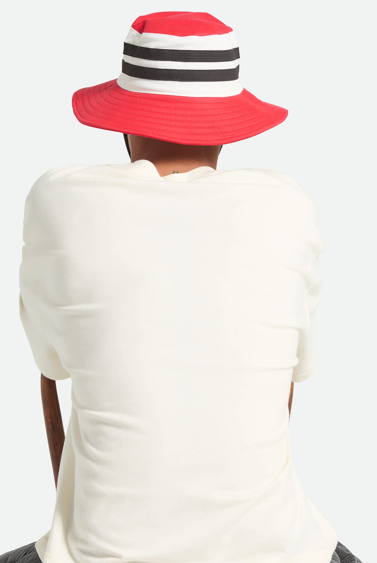 Unisex Rainier X Brixton Boonie in the color Natural/Red - Men's Back View