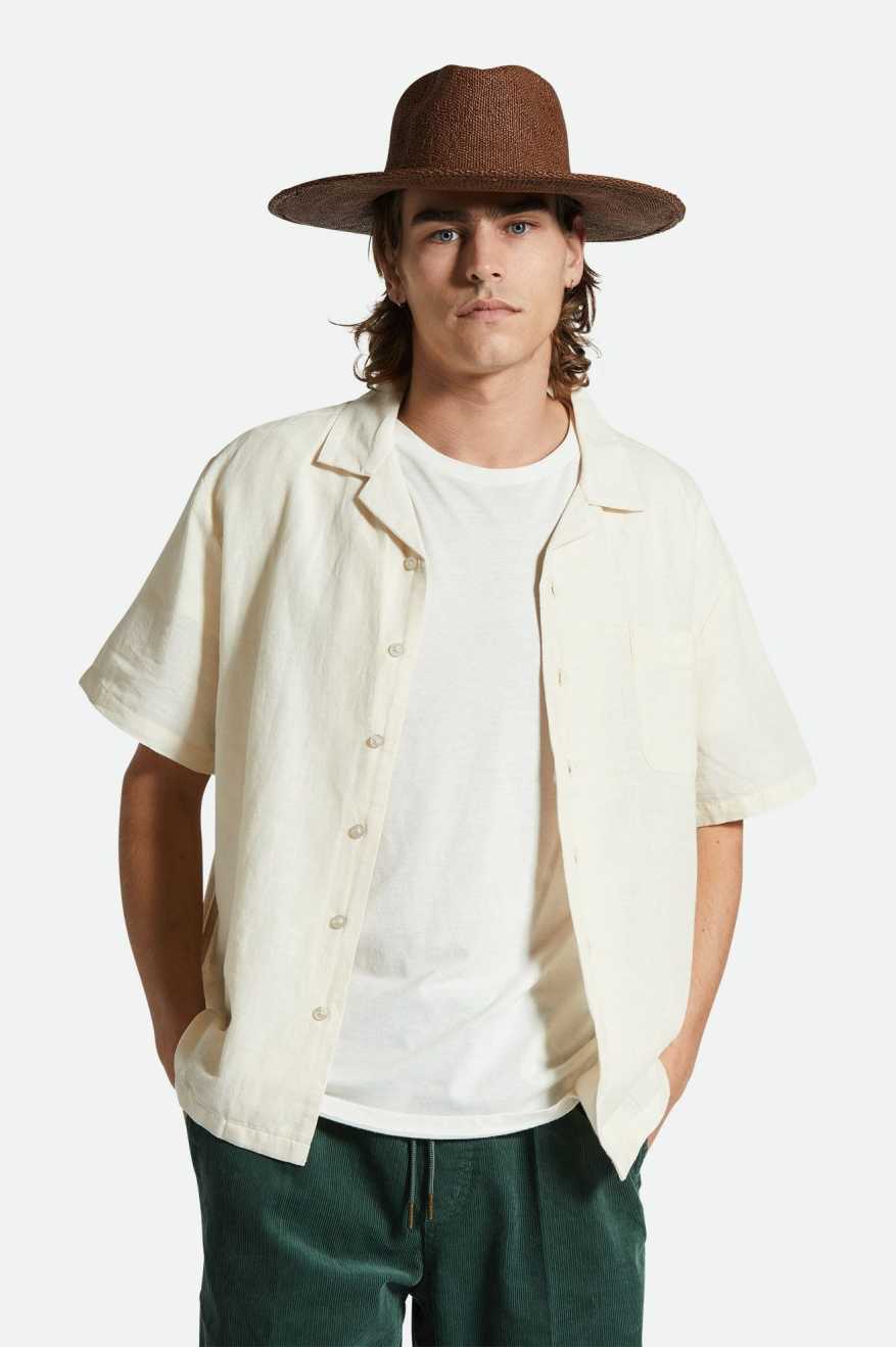 Men's Fit, front | Bunker Linen Blend S/S Camp Collar Woven Shirt - Whitecap