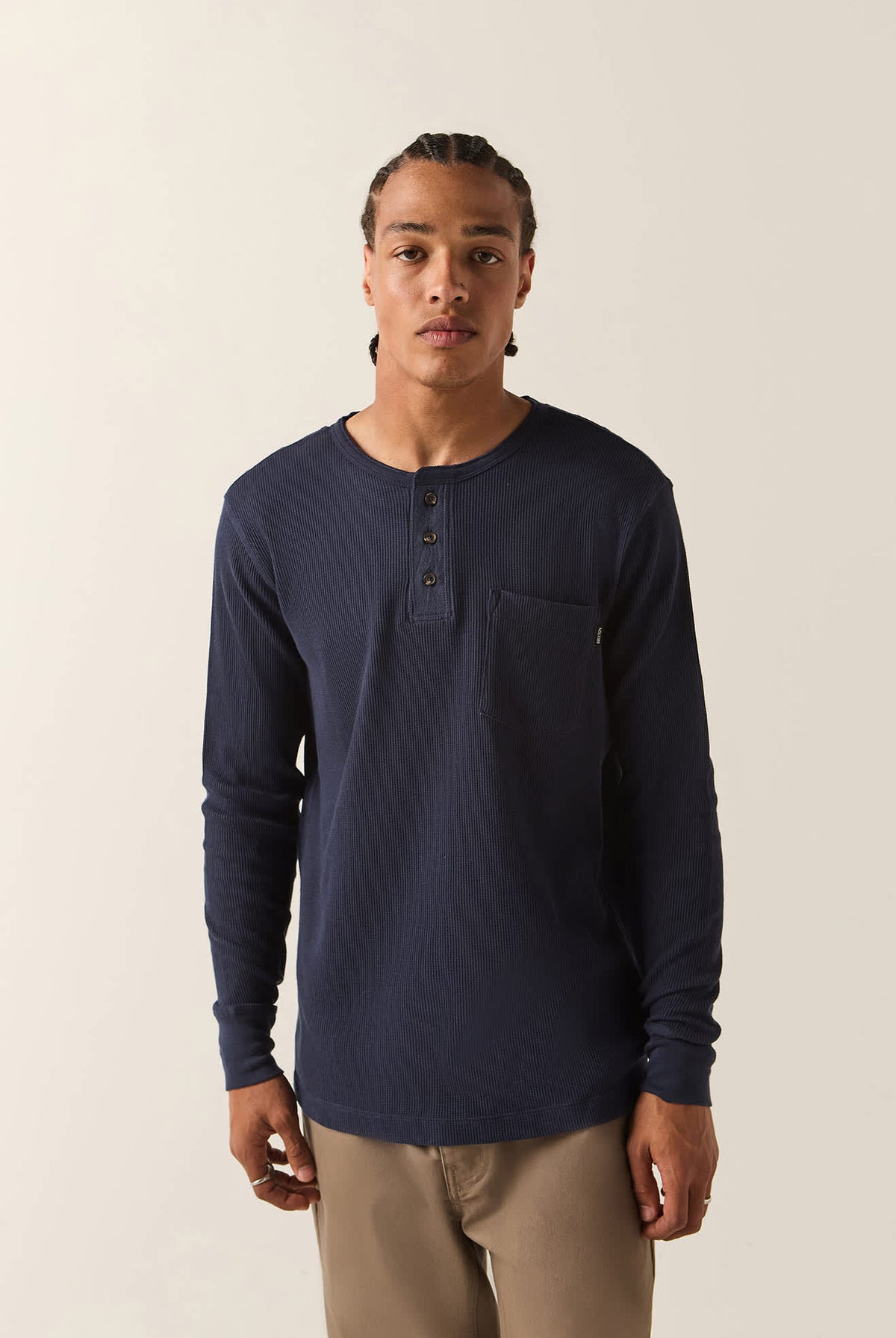 Men's Baseline Waffle Knit Top in the color Navy - Men's Front View