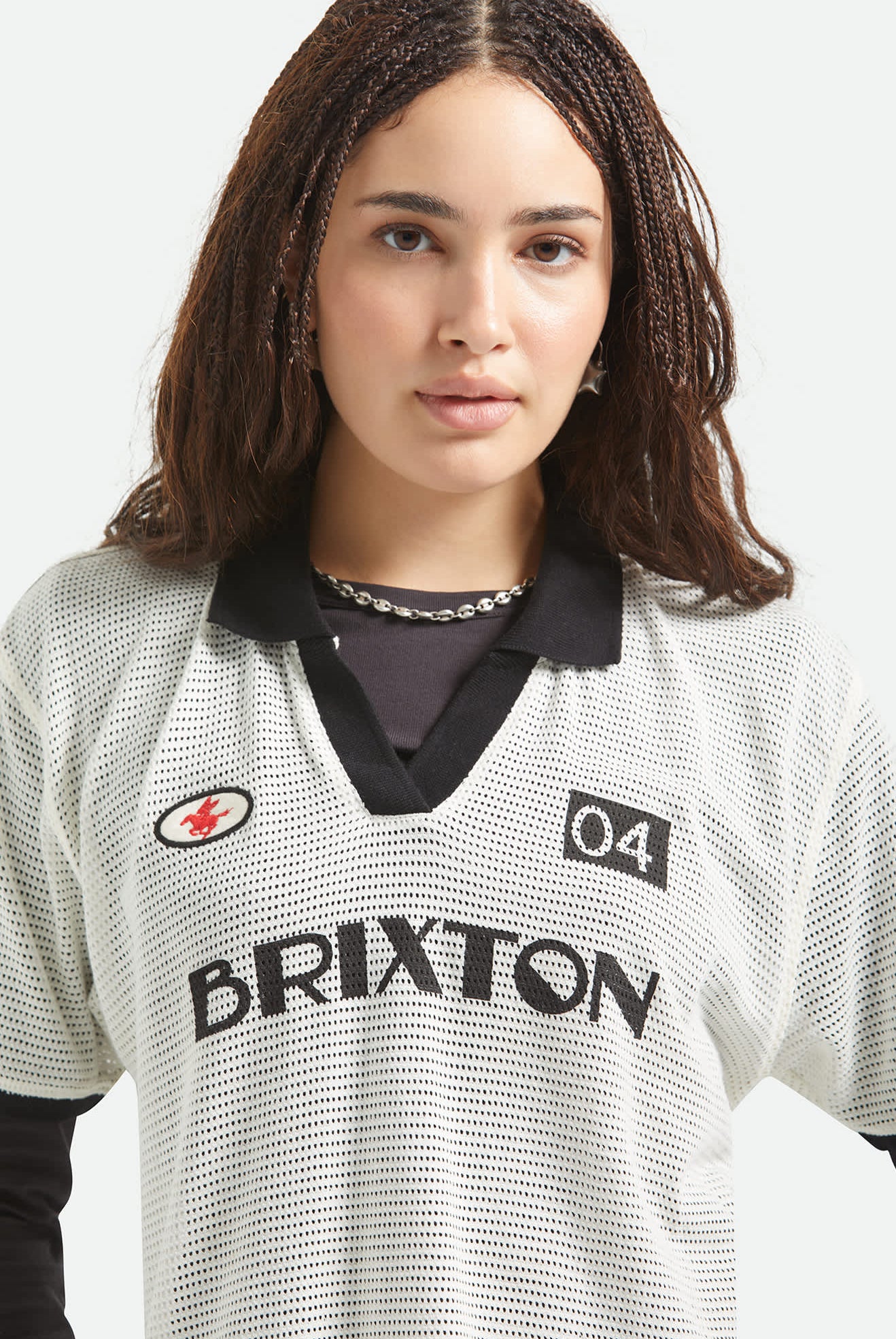 Women's Varsity T-Shirt in the color Off White/Black - Additional Fit image
