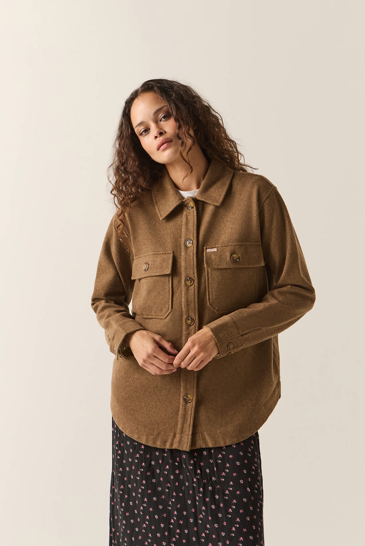 Women's Bagby Jacket in the color Khaki Heather - Women's Front Fit Image