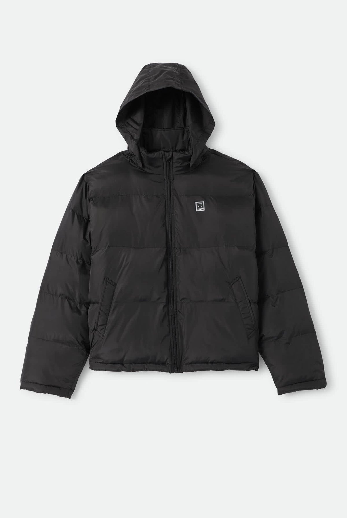 Men's Journey Puffer Jacket in the color Black - Front Product Laydown Image