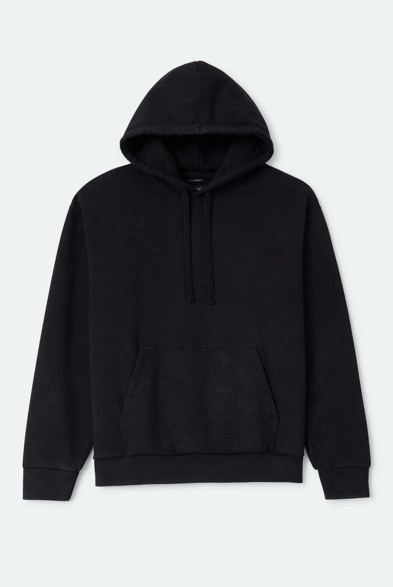 Men's Brixton Baseline Hood Fleece in the color Black - Front Product Laydown Image